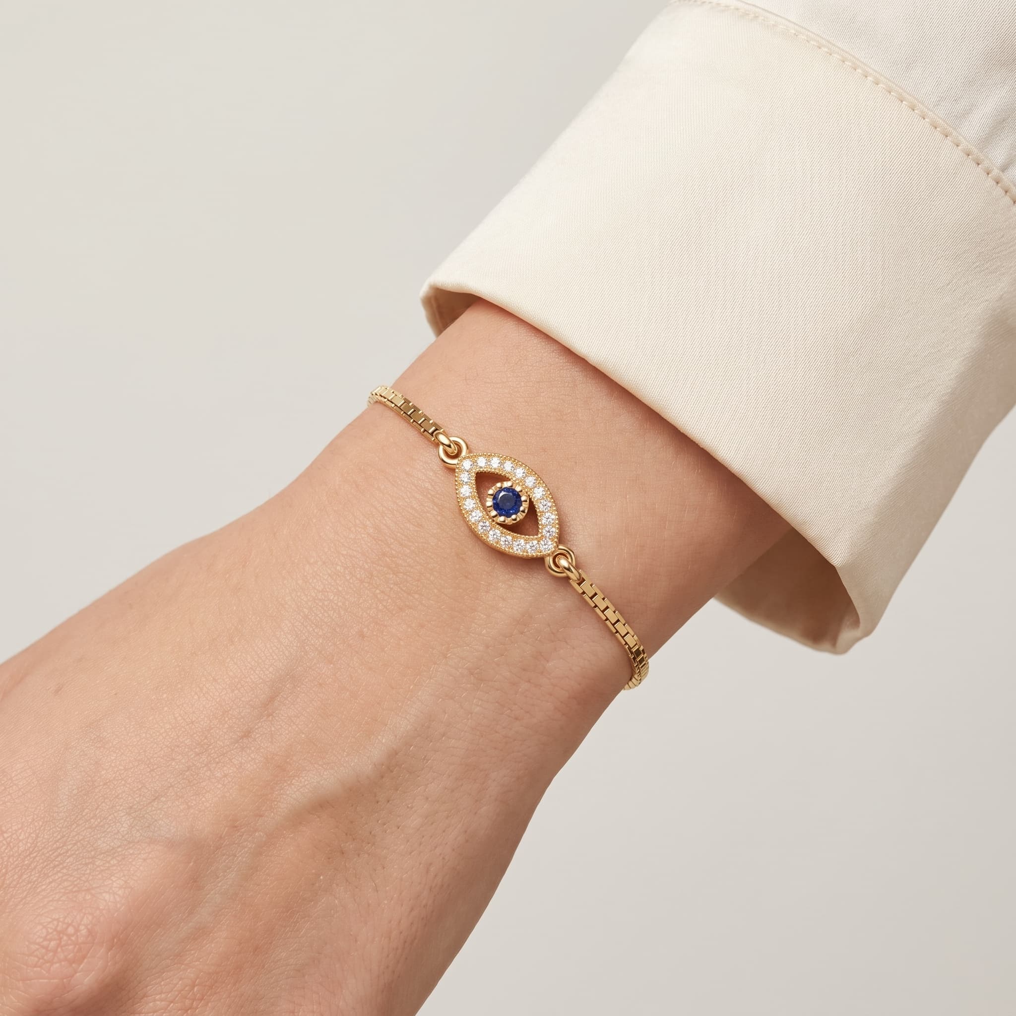 Guardian's Eye — Diamond Evil Eye Charm Bracelet on model