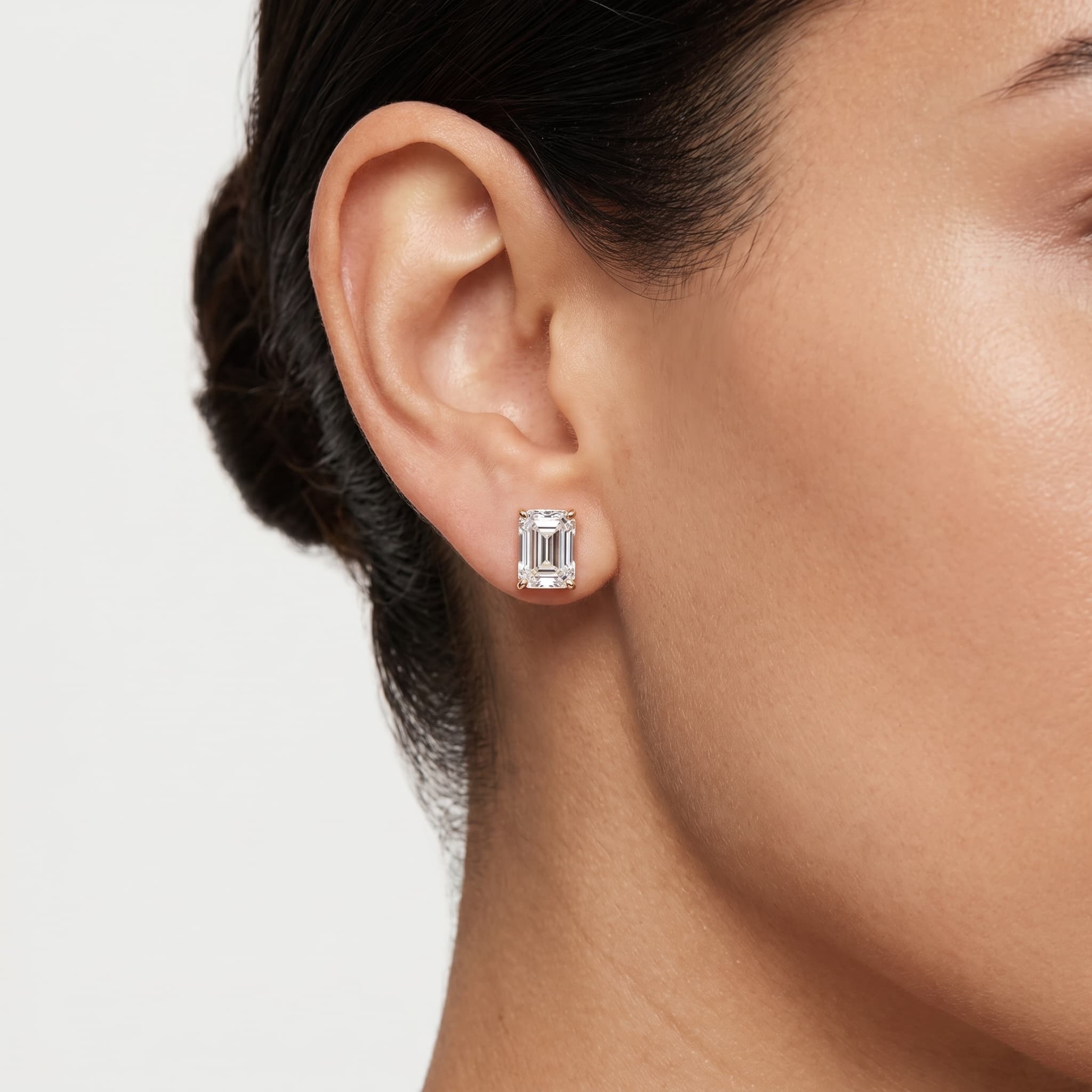 Still Waters — Emerald Cut Diamond Stud Earrings thumbnail 3