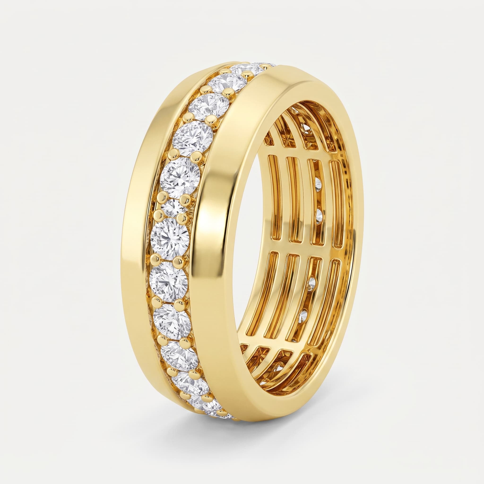Steadfast — Round Diamond Channel Men's Wedding Ring on model