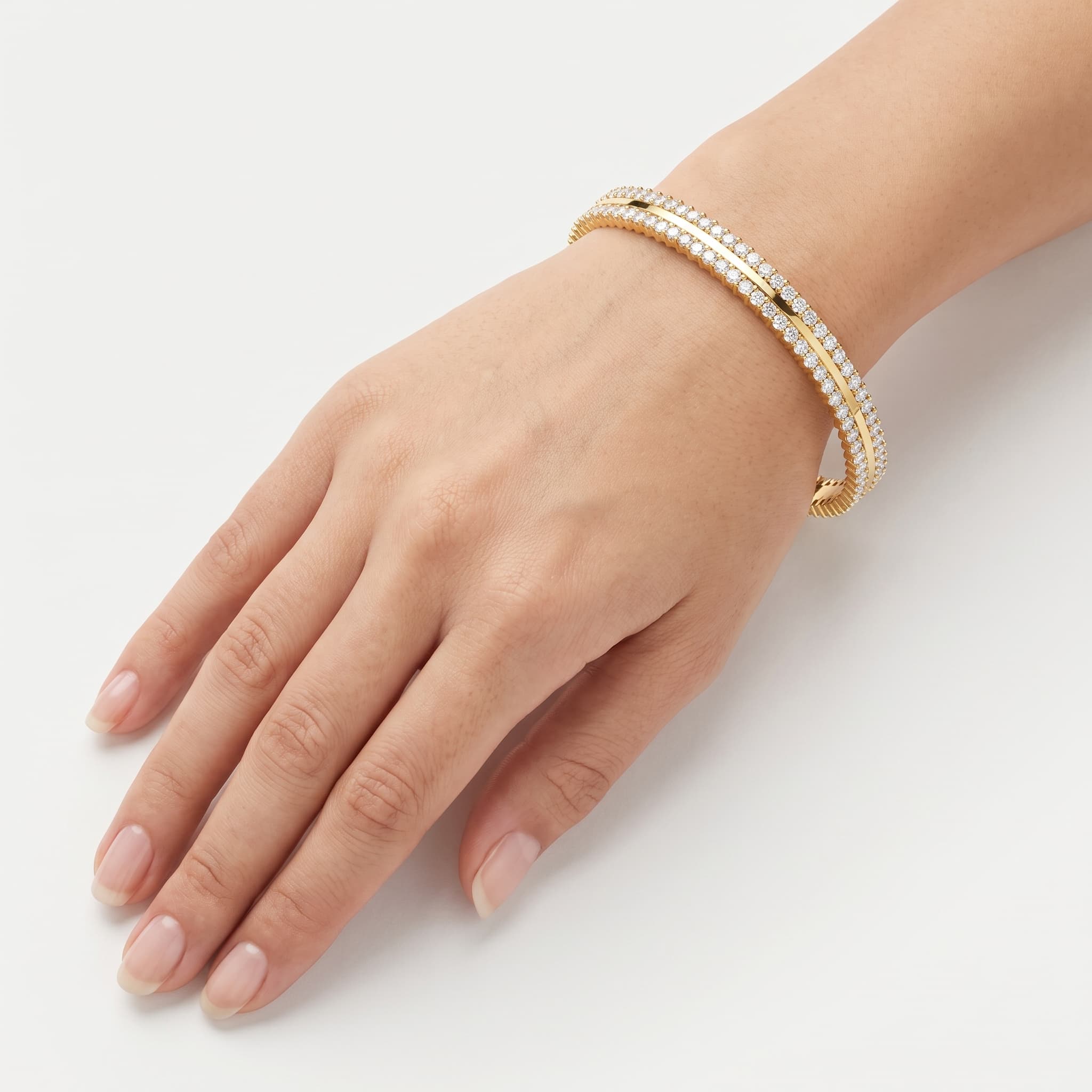 Double Radiance — Two Row Diamond Eternity Bangle thumbnail 3