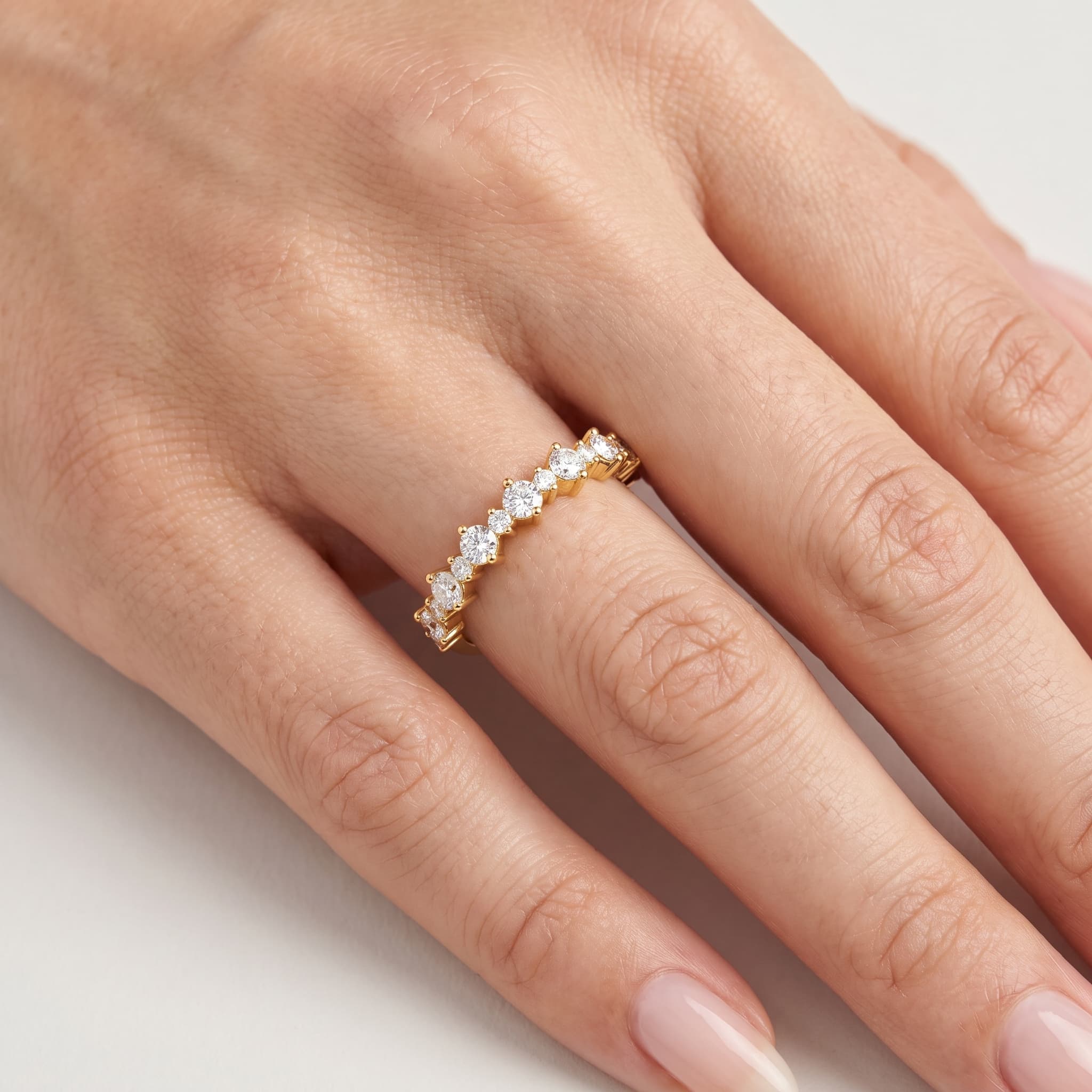Graduated Grace — Round Diamond Graduated Pavé Band thumbnail 3