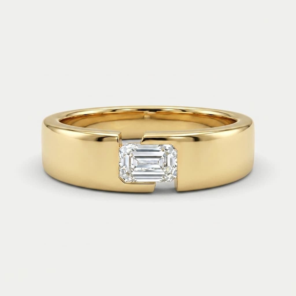 Flush Point — Emerald Cut Diamond Men's Band