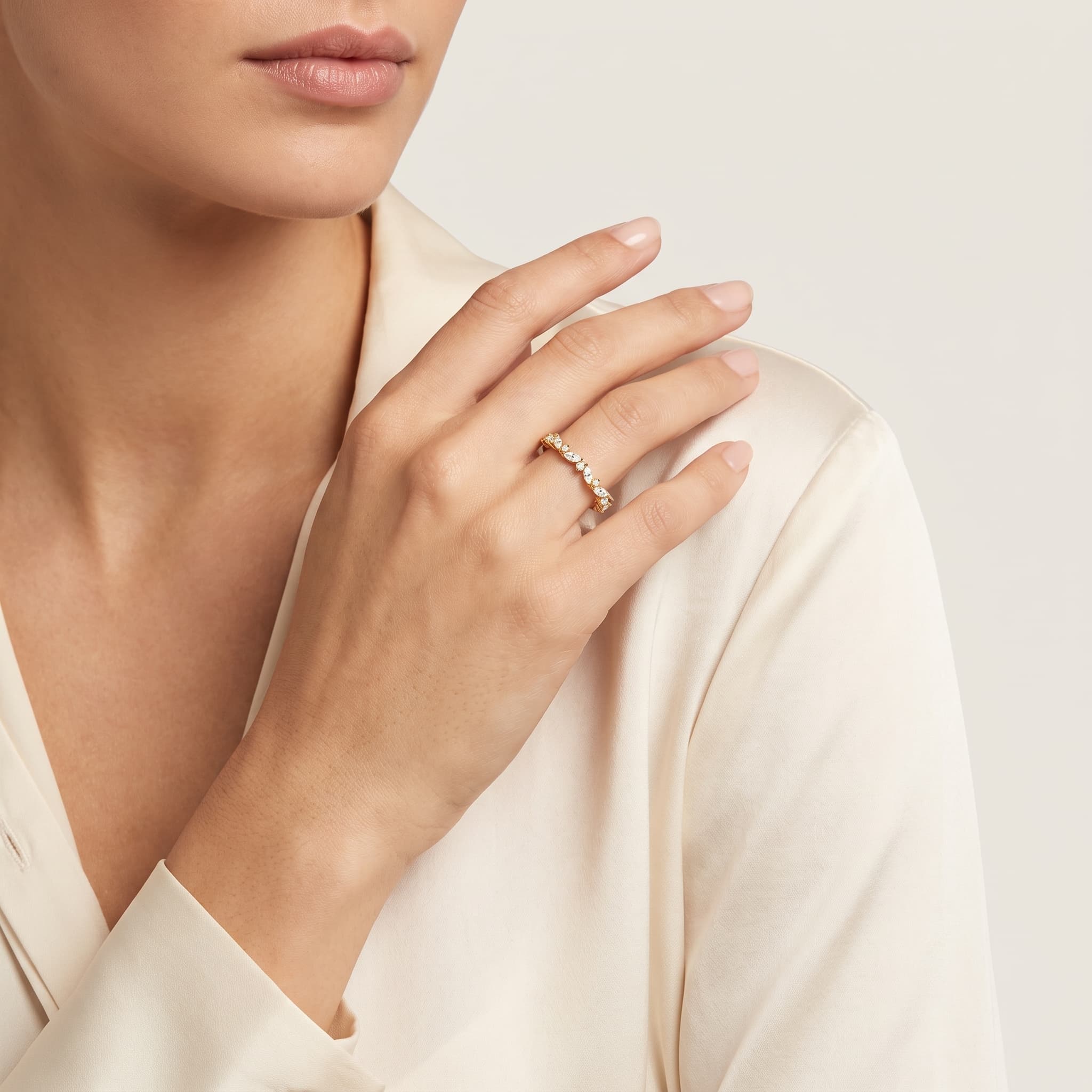 Marquise Serenade — Marquise & Round Diamond Eternity Band thumbnail 3
