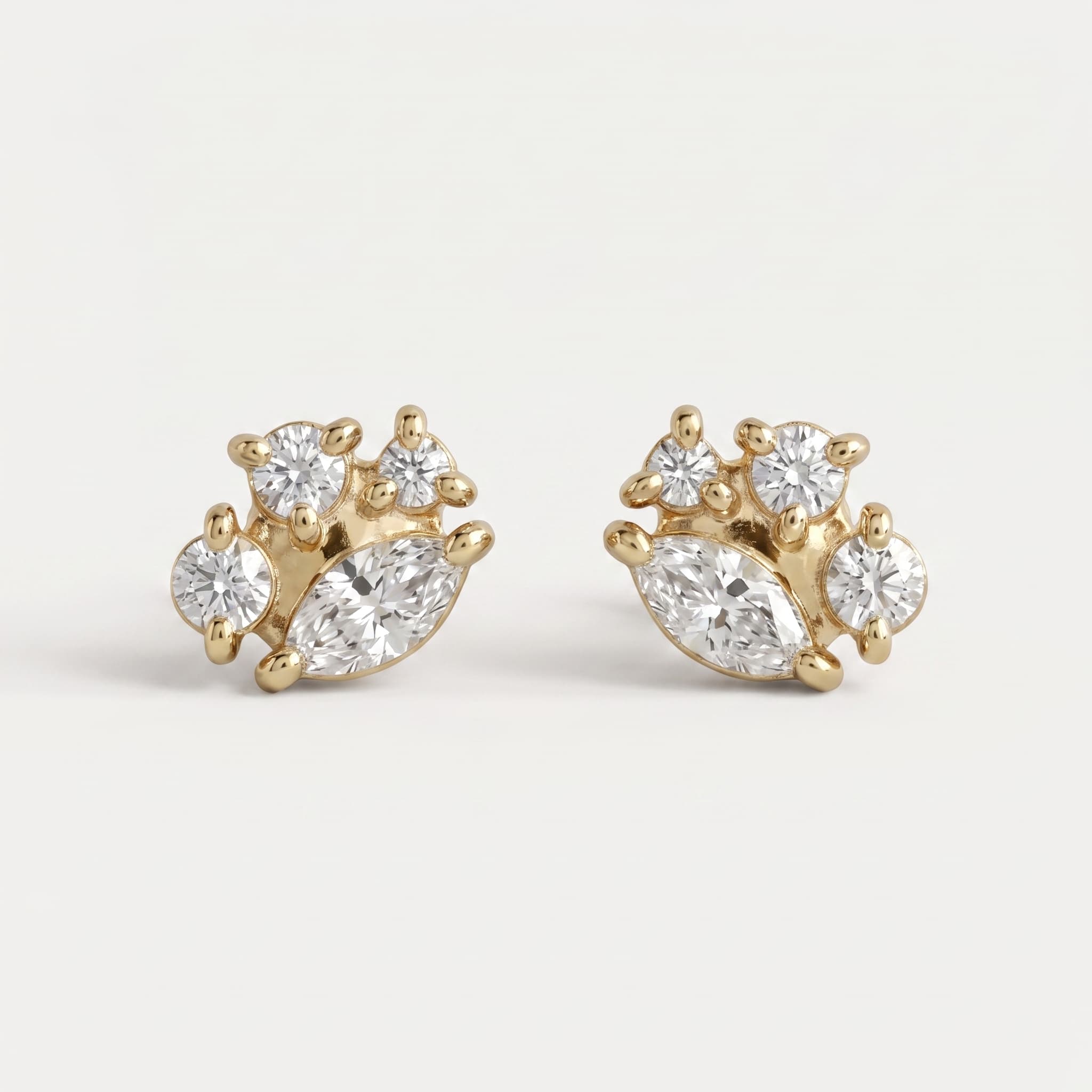Constellation — Marquise & Round Diamond Mix Cluster Stud Earrings