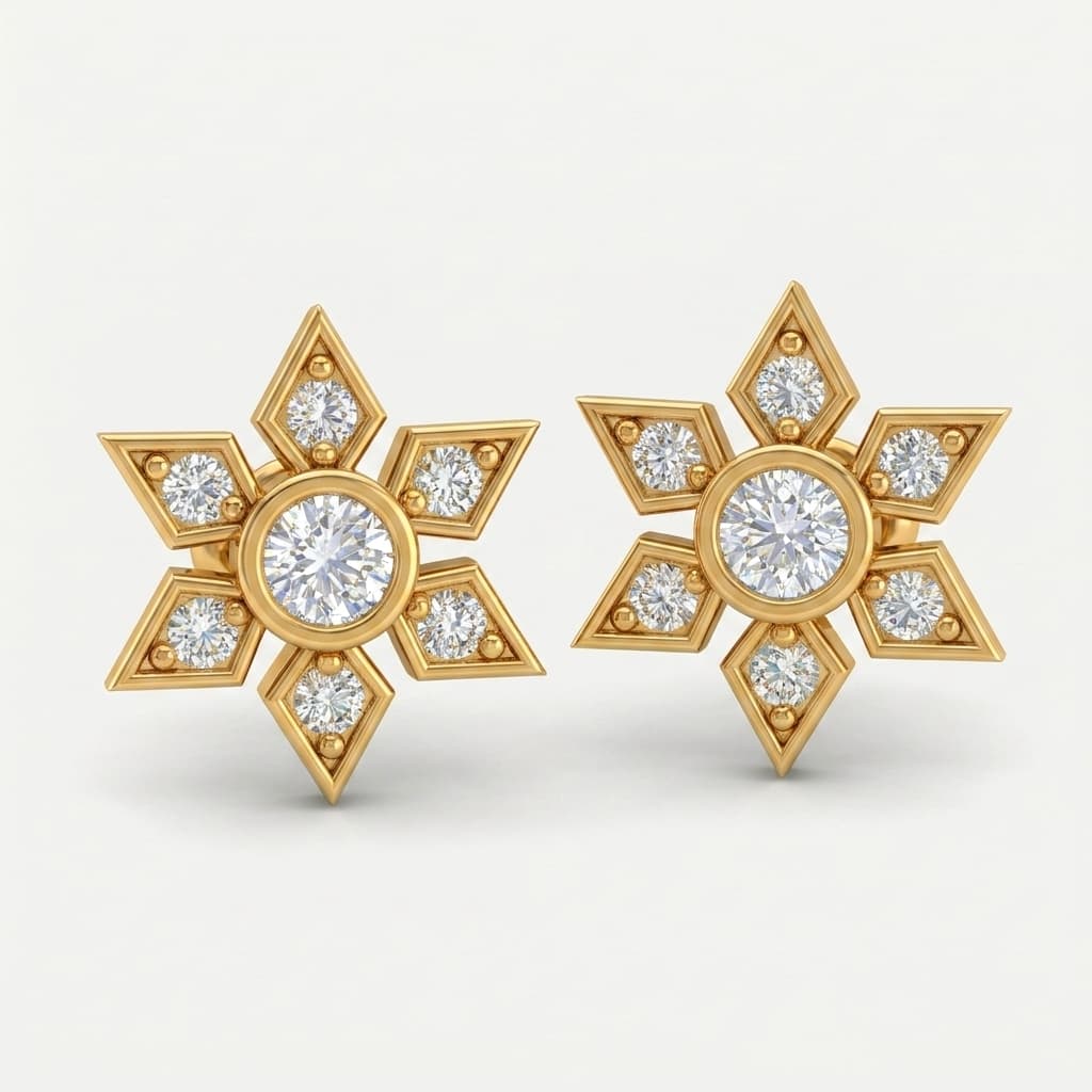 Celestial Star — Bezel Diamond Star Stud Earrings