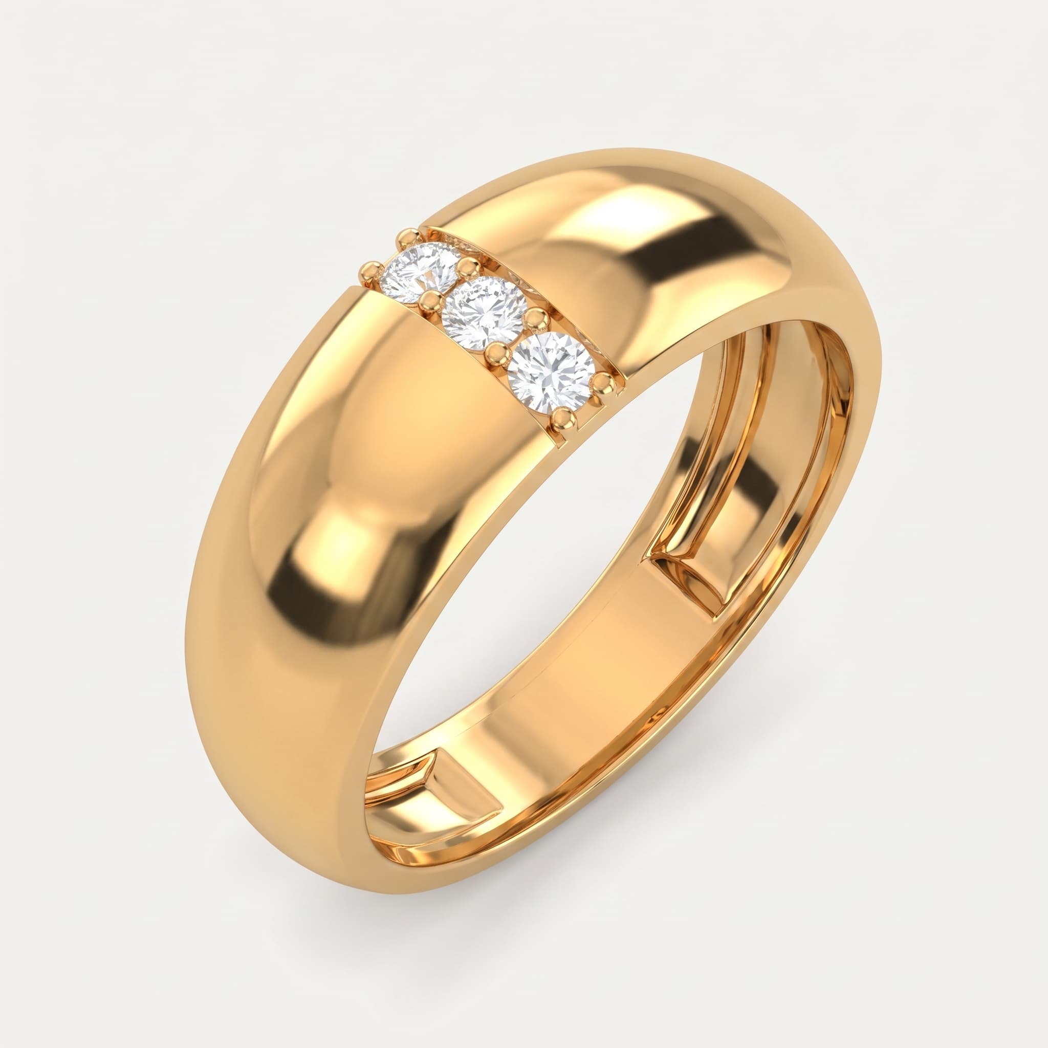 Steadfast — Three Stone Diamond Men's Band with Sculpted Loop Accent on model