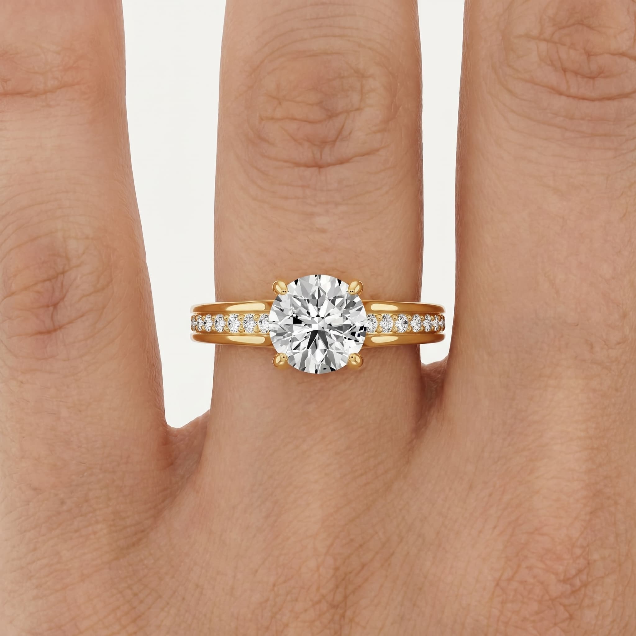 Stardust Path — Round Diamond Side Stone Ring thumbnail 5