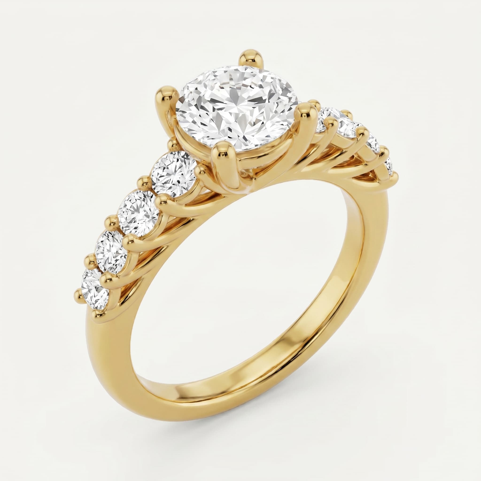 Cascade of Light — Round Diamond Engagement Ring on model