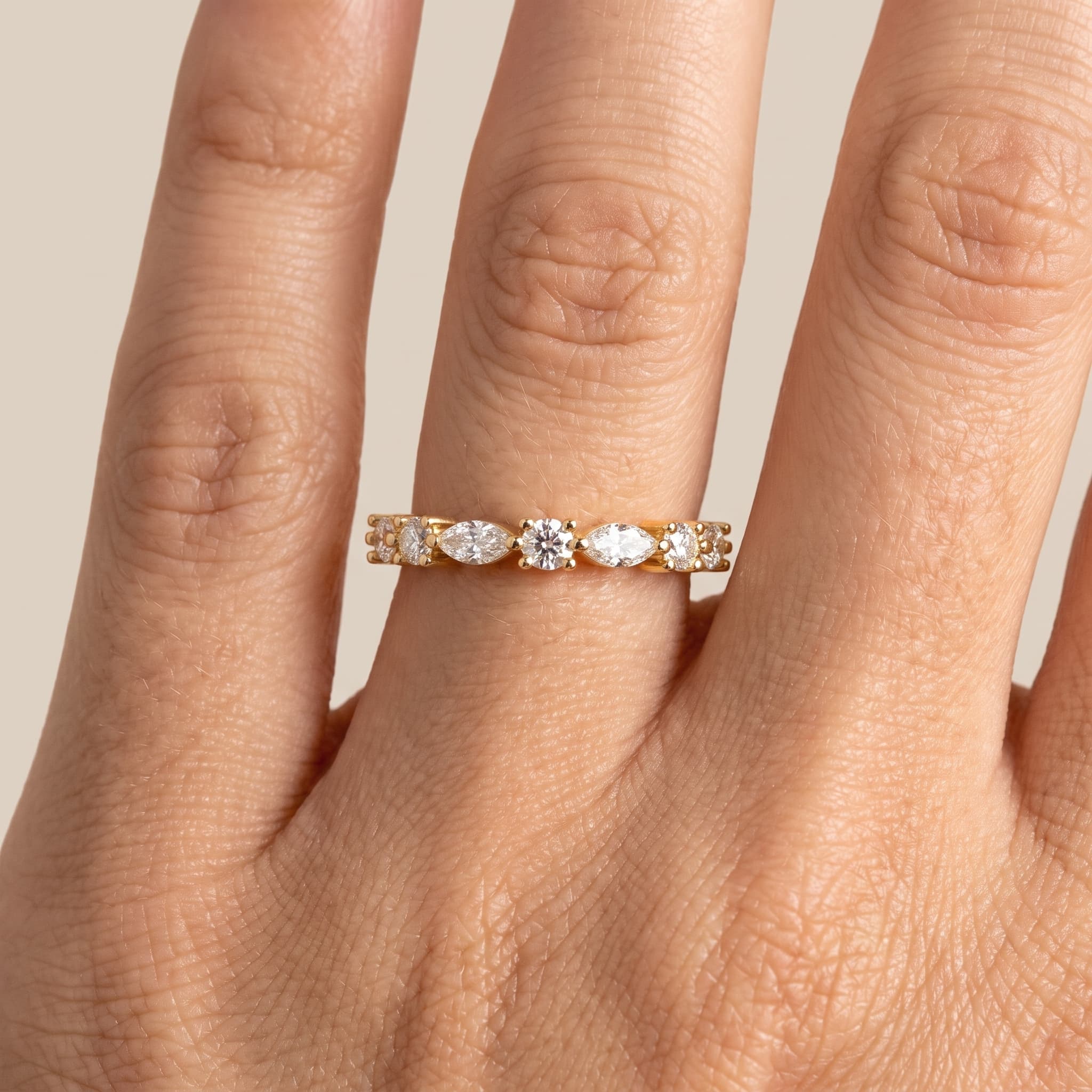 Marquise Reverie — Marquise & Round Diamond Eternity Band thumbnail 4