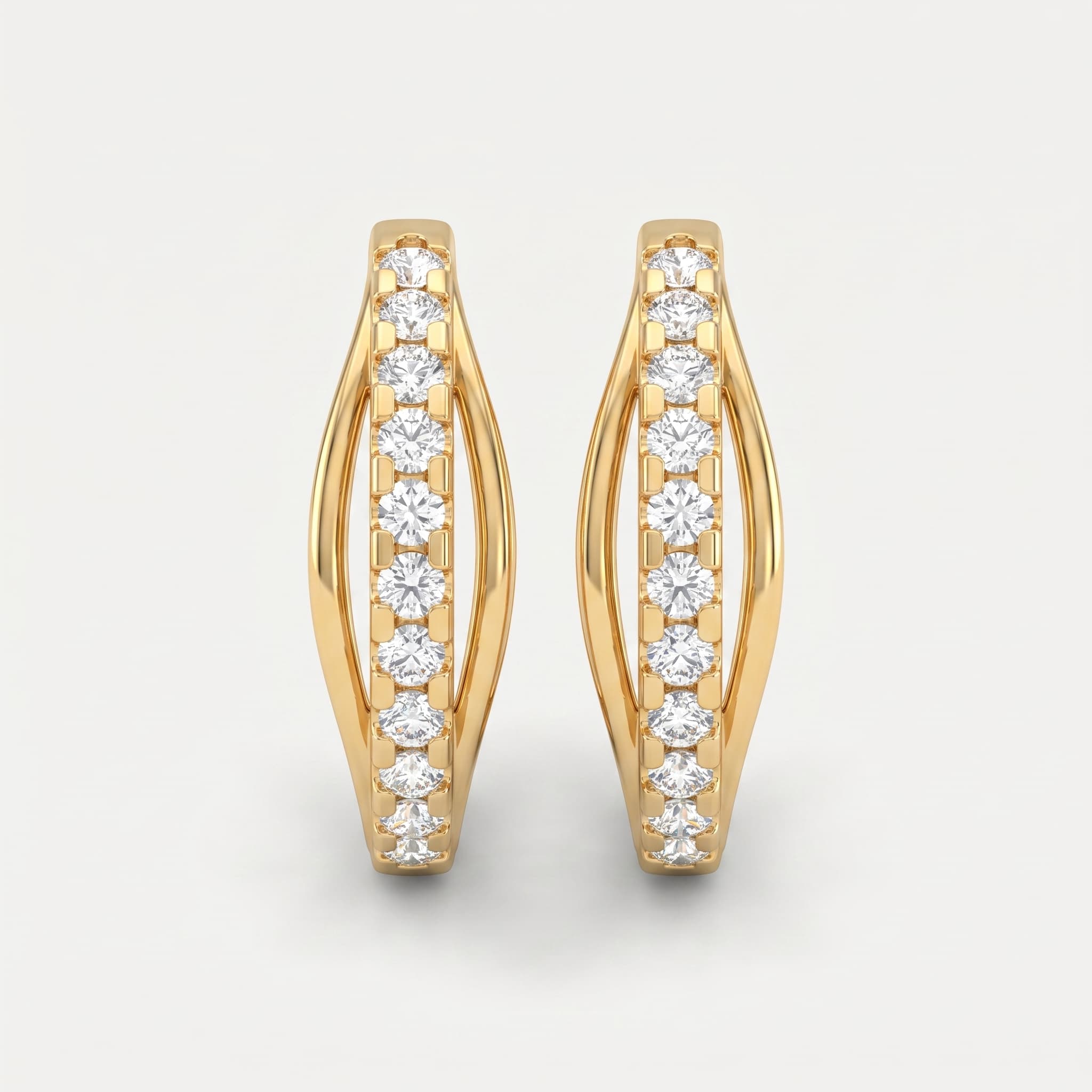 Petal Hoop — Channel Set Diamond Marquise Hoop Earrings