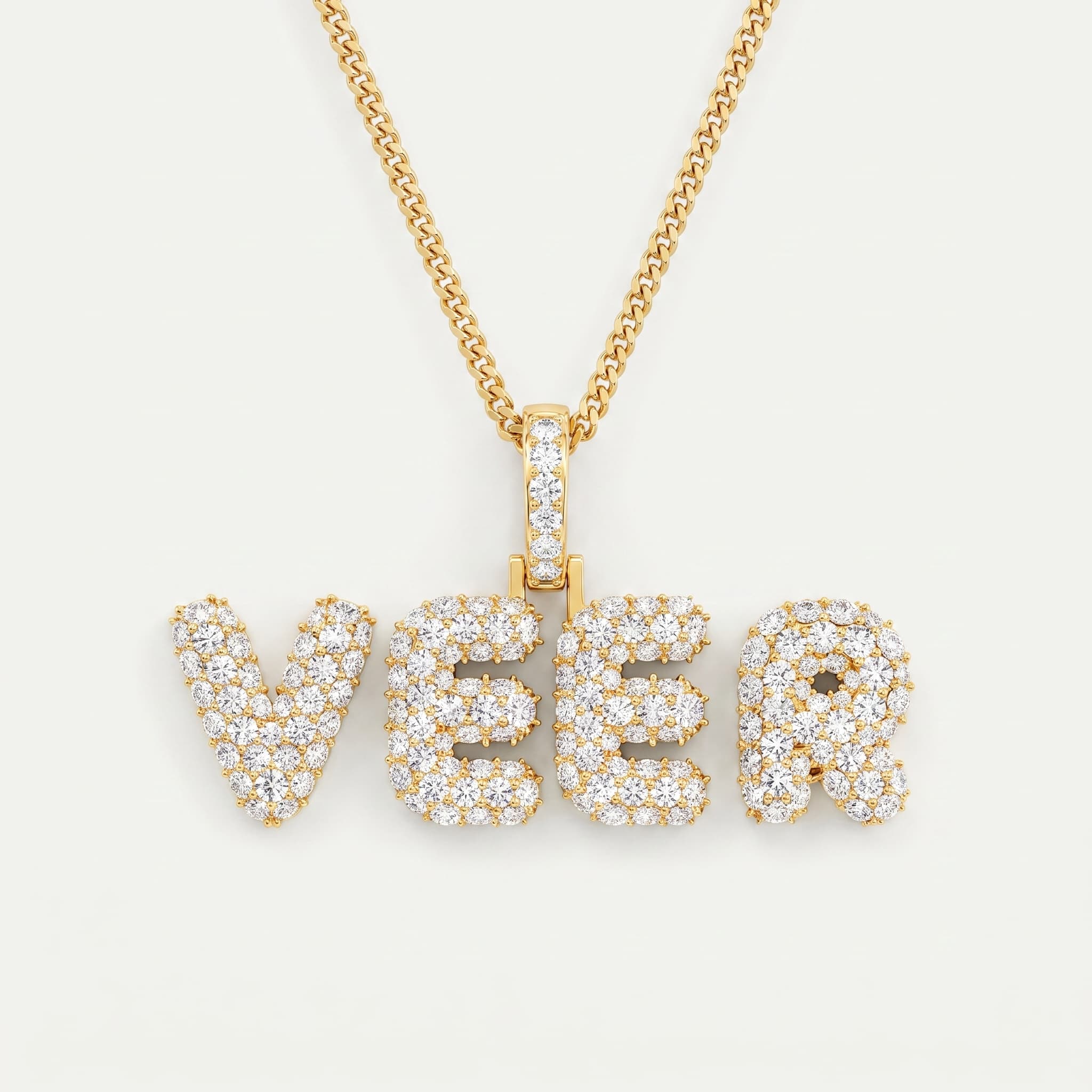 Veer — Fully Iced Diamond Bubble Name Pendant