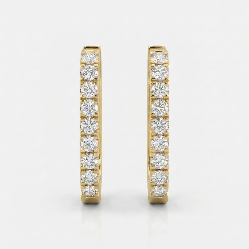 Modern Edge — Pavé Diamond Rectangular Hoop Earrings