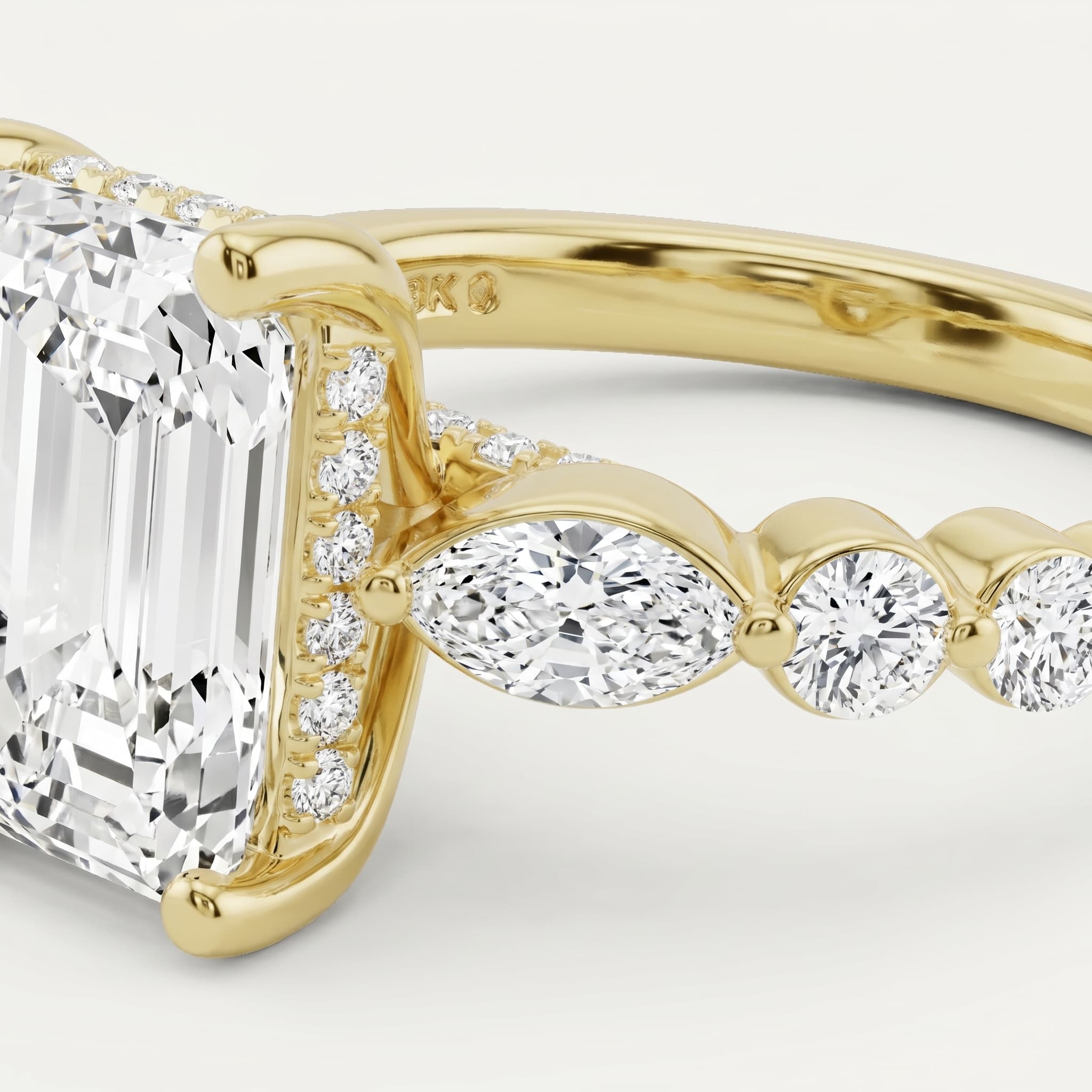 Beneath the Veil — Emerald Hidden Halo Diamond Ring thumbnail 3