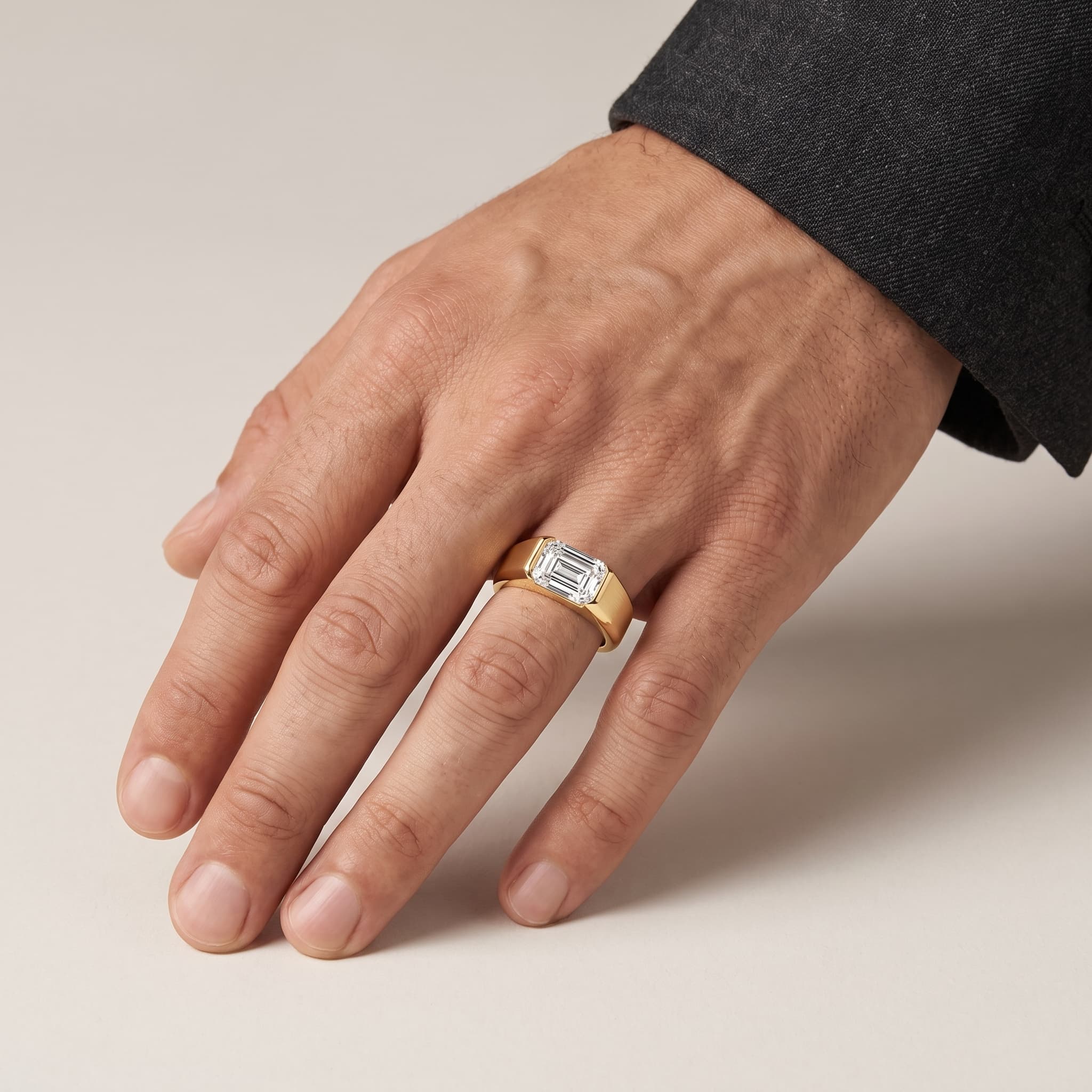 Meridian — East-West Emerald Cut Diamond Wedding Ring thumbnail 3