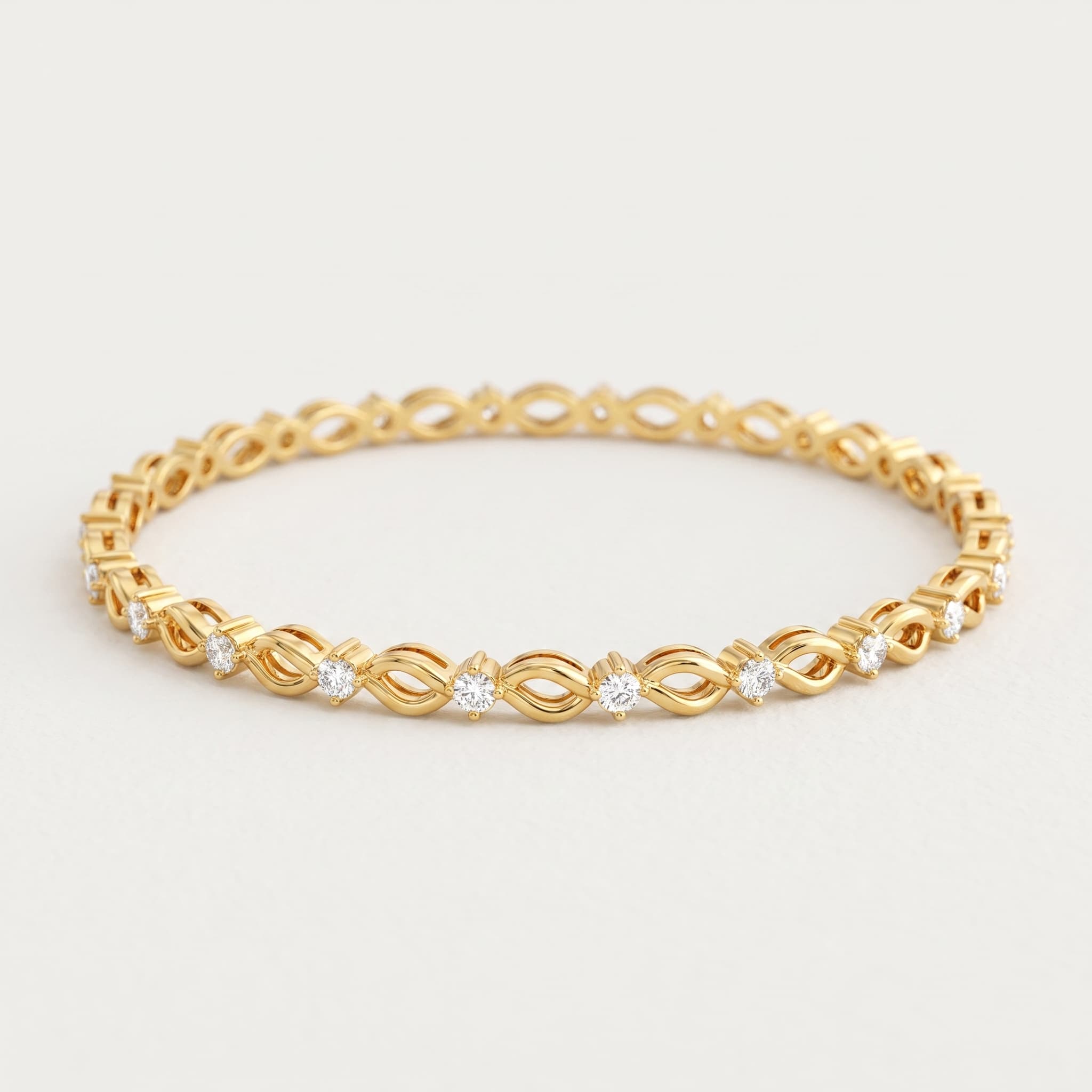Infinite Kiss — Round Diamond X & Infinity Link Tennis Bracelet