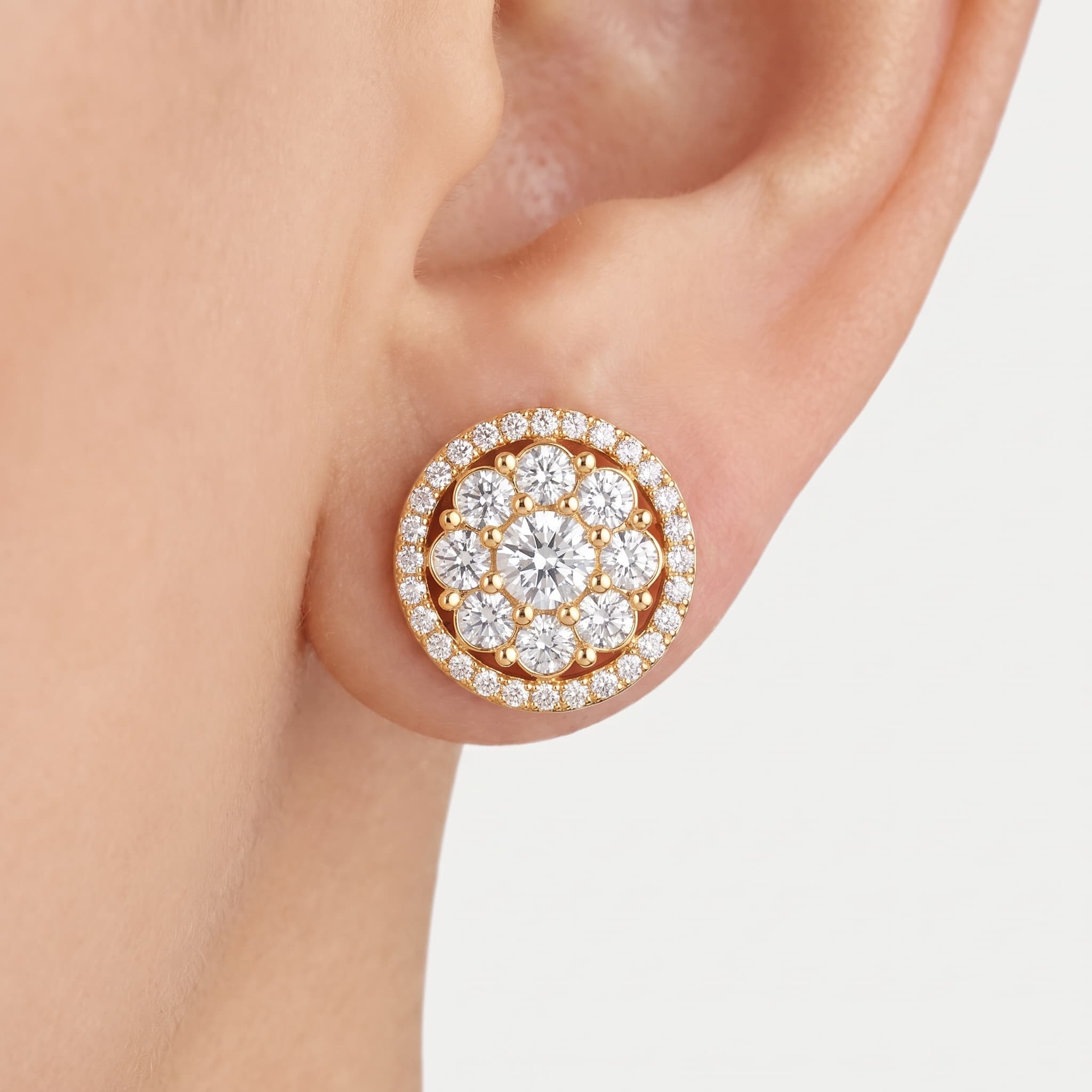 Bloom Halo — Round Diamond Cluster Stud Earrings thumbnail 4