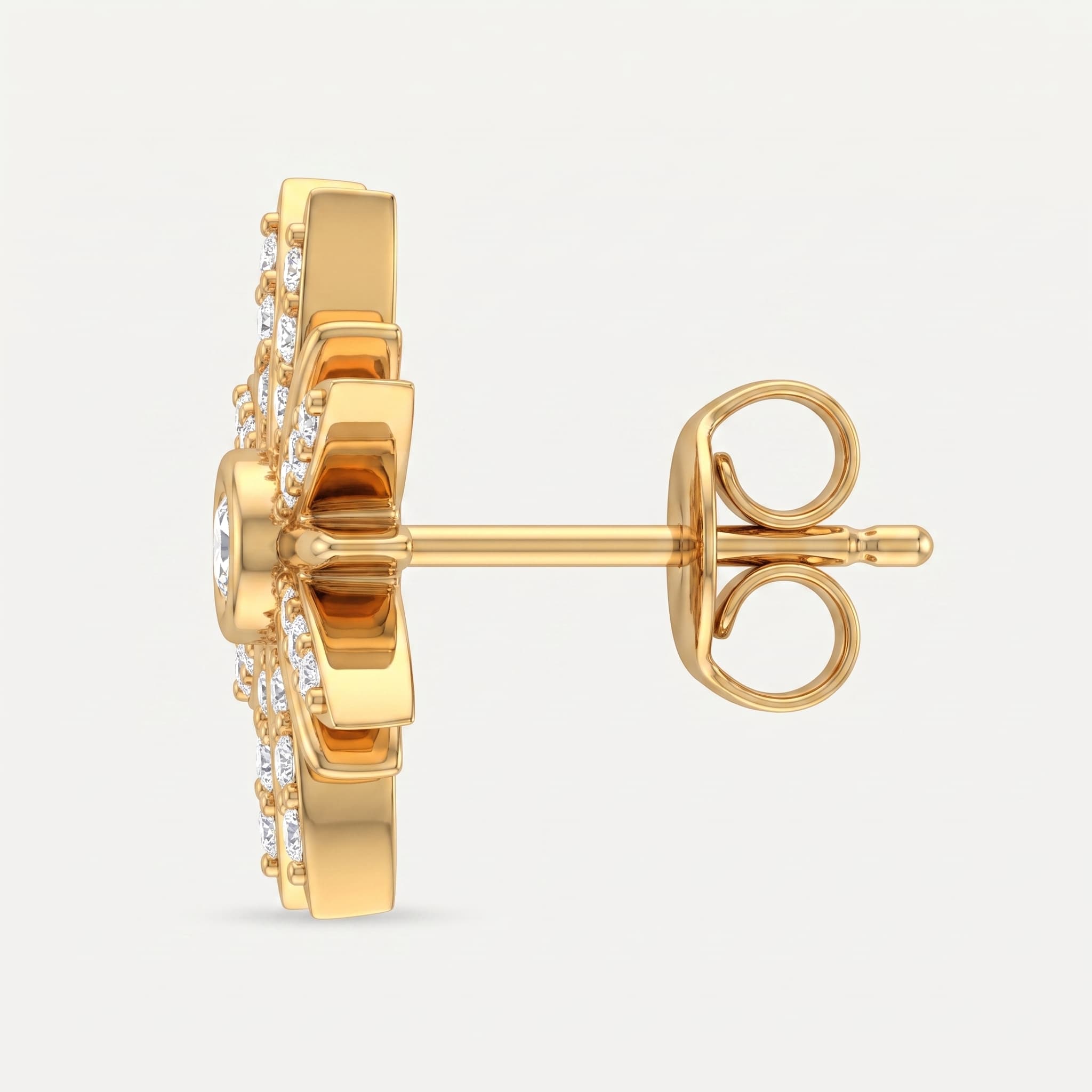 Starburst Bloom — Diamond Sunburst Stud Earrings on model