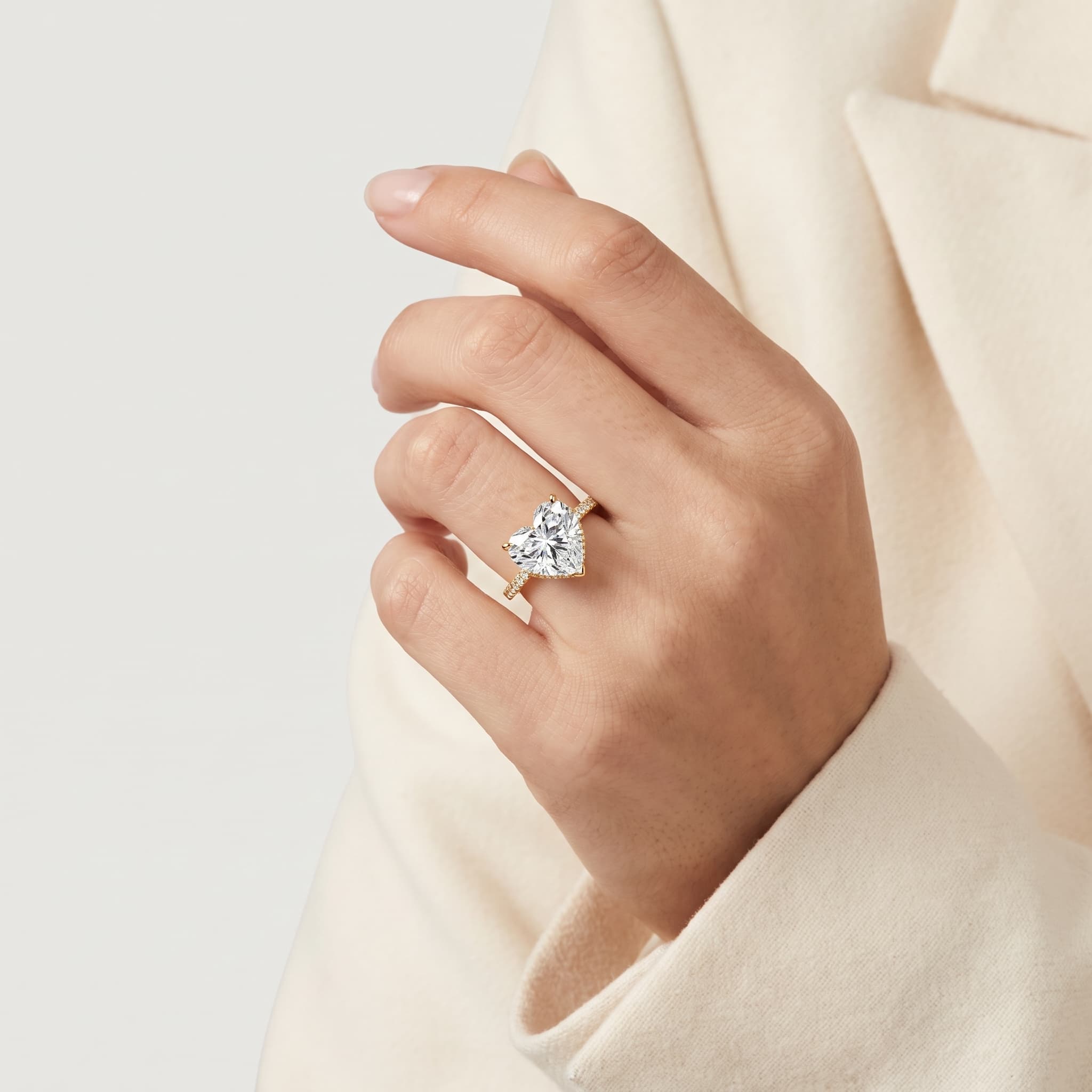 Sweetheart — Heart Diamond Hidden Halo Ring with Pavé Shank thumbnail 3