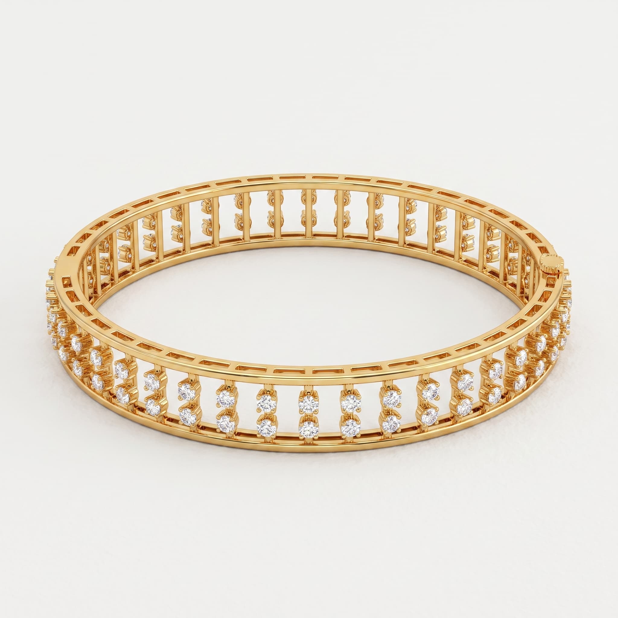 Lattice of Light — Round Diamond Cage Bangle