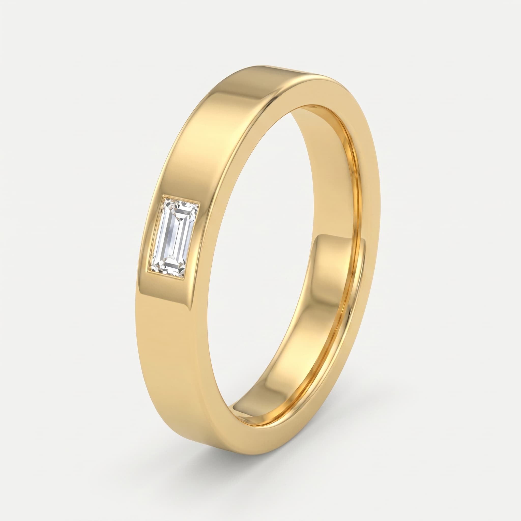 Still Point — Flush Set Baguette Diamond Wedding Band on model