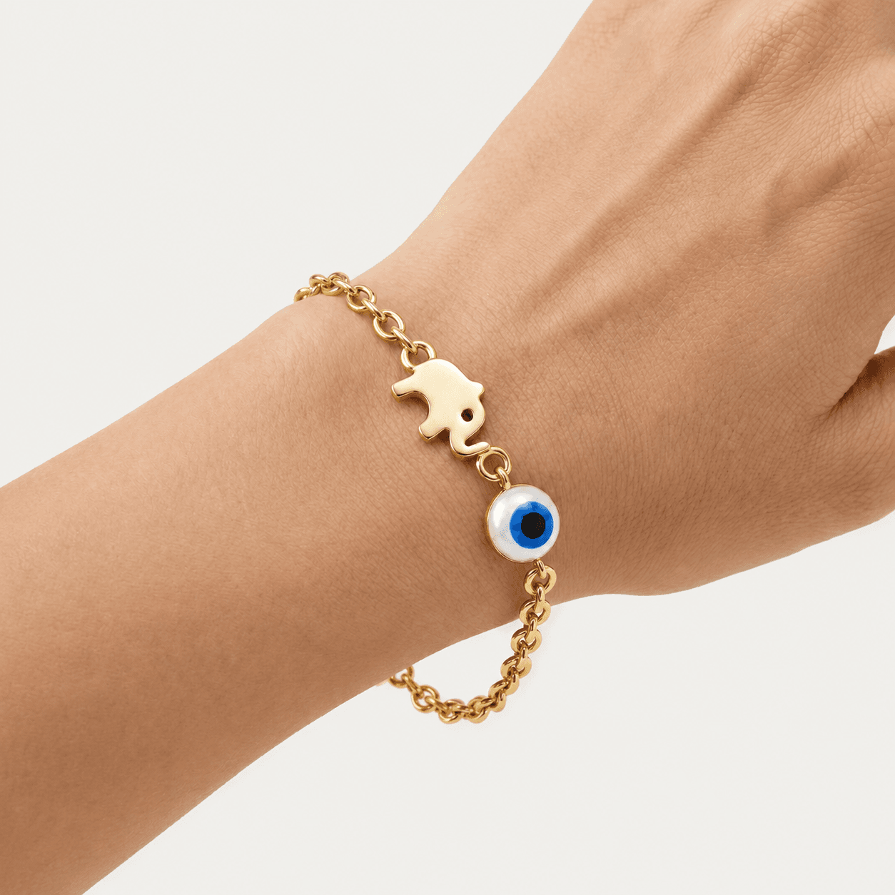 Lucky Wanderer — Elephant & Evil Eye Charm Bracelet thumbnail 3