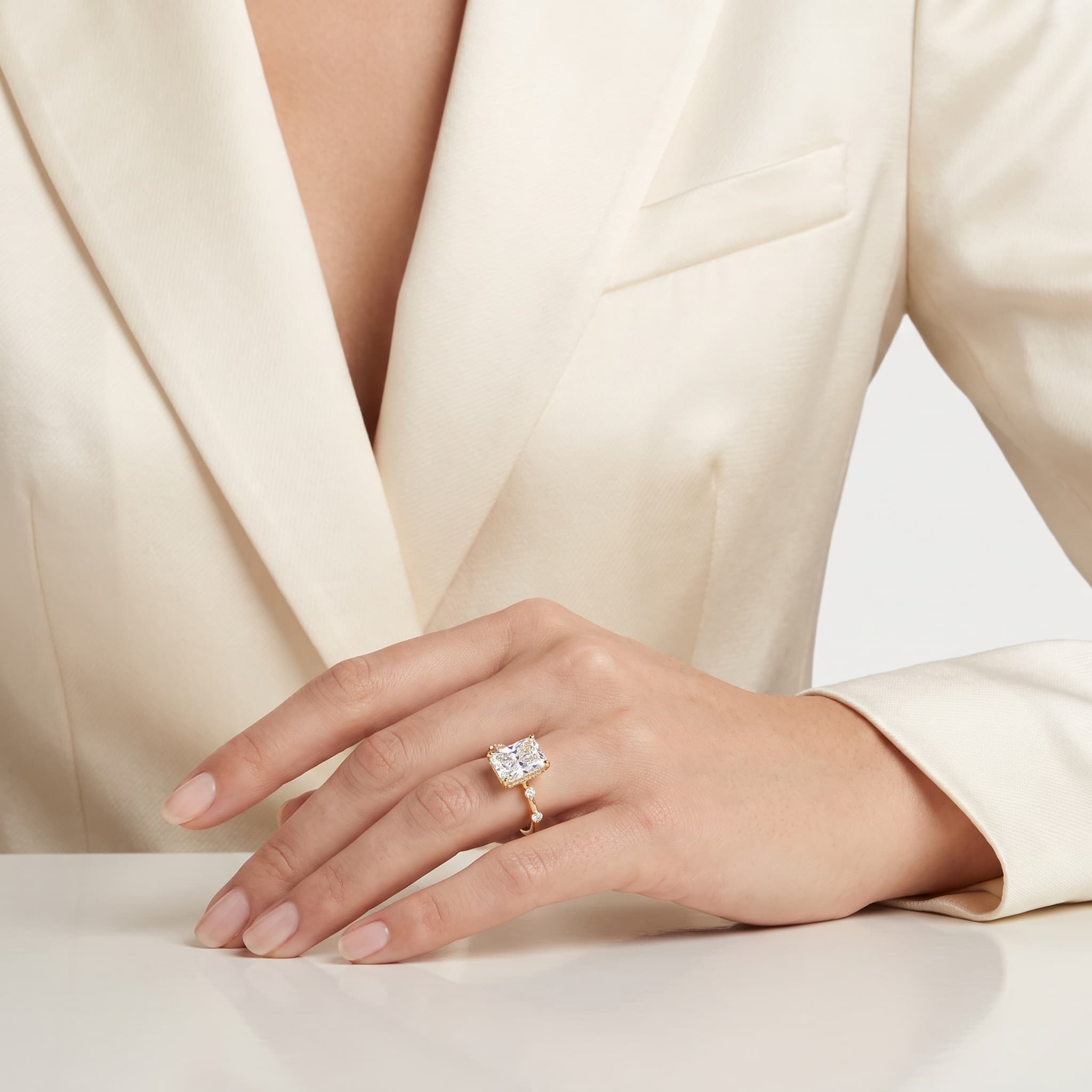 Solstice — Radiant Cut Diamond Side Stone Ring thumbnail 3