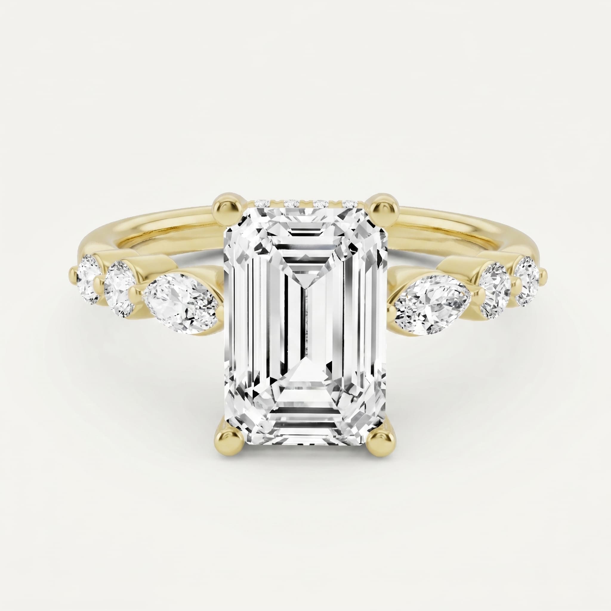 Beneath the Veil — Emerald Hidden Halo Diamond Ring