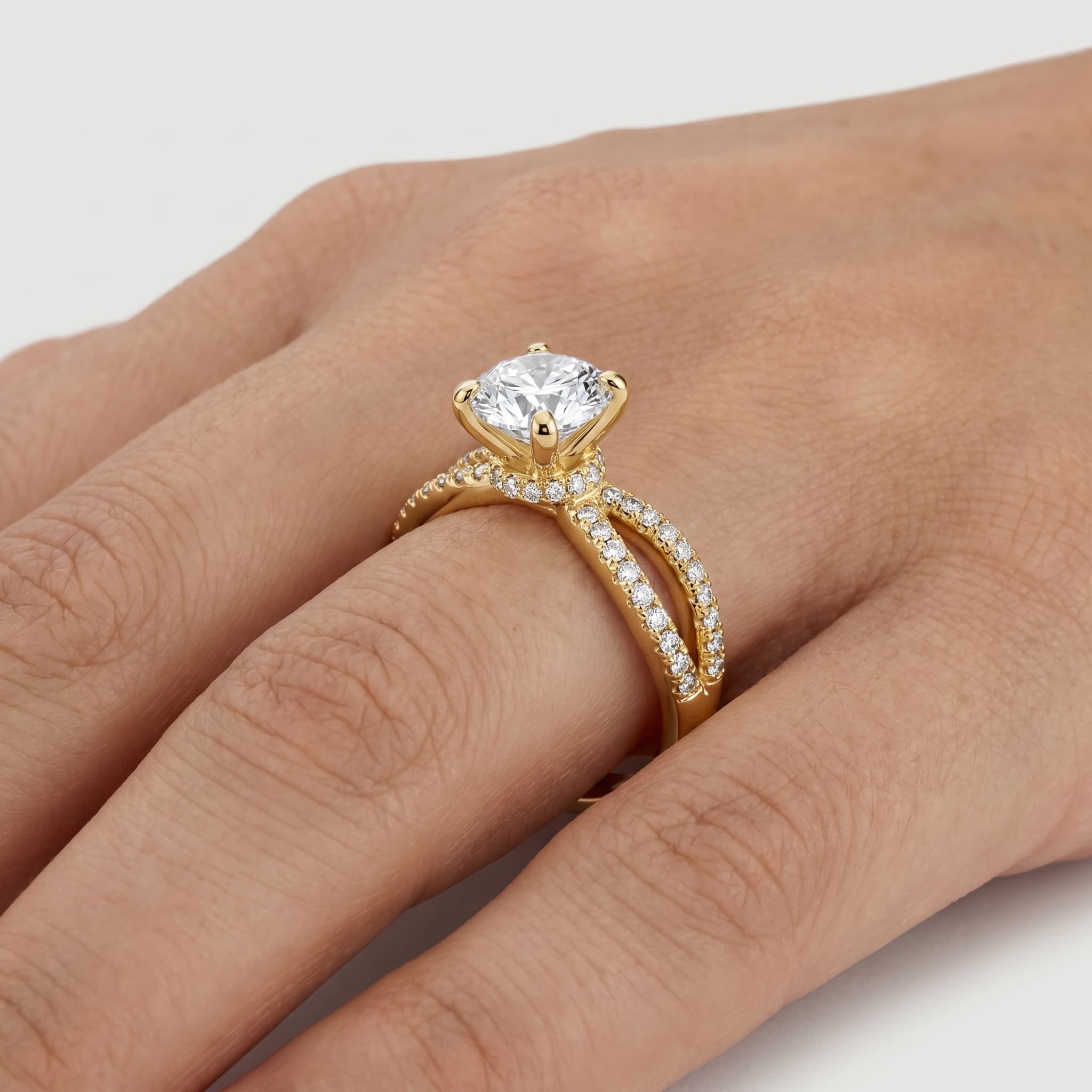 Two Halves, One Heart — Round Diamond Split Shank Ring thumbnail 5