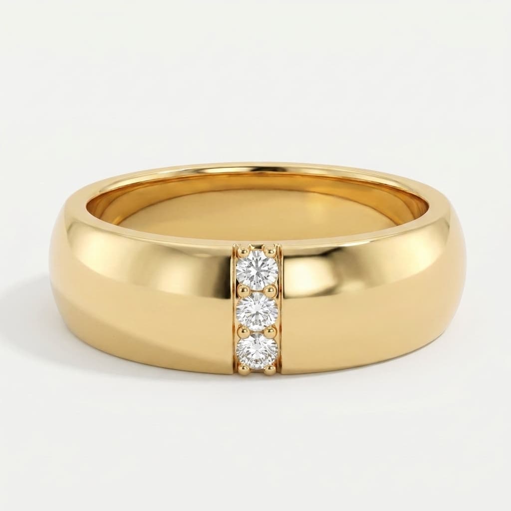 Steadfast — Three Stone Diamond Men's Band with Sculpted Loop Accent