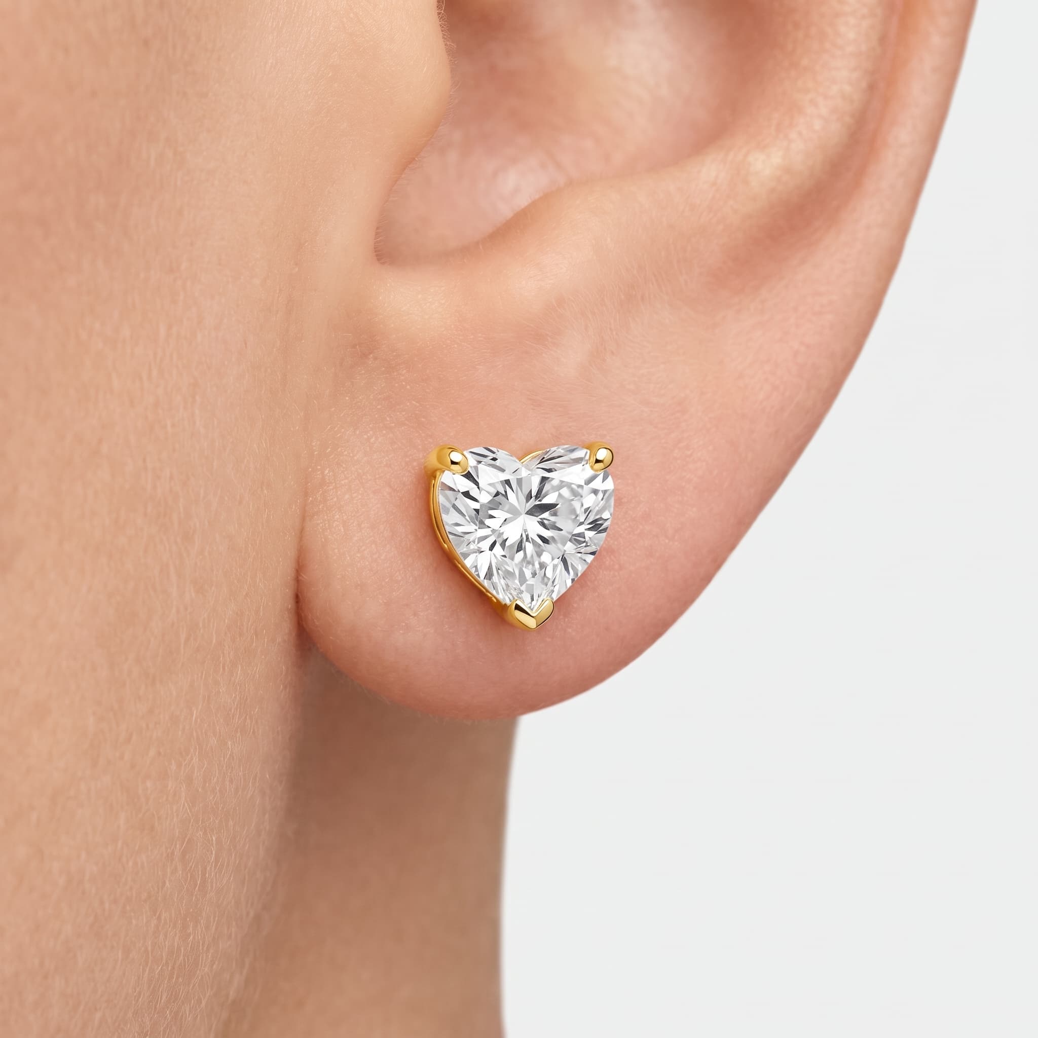 Two Hearts As One — Heart Diamond Solitaire Stud Earrings thumbnail 4