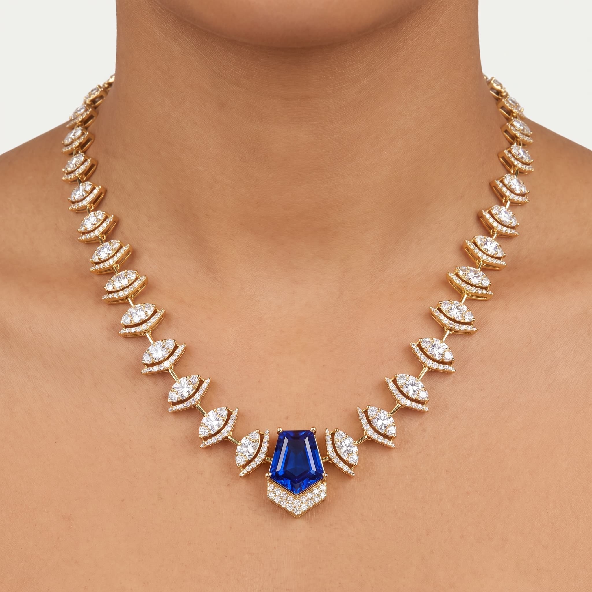 Azure Reverie — Fancy Blue Diamond Statement Necklace thumbnail 3