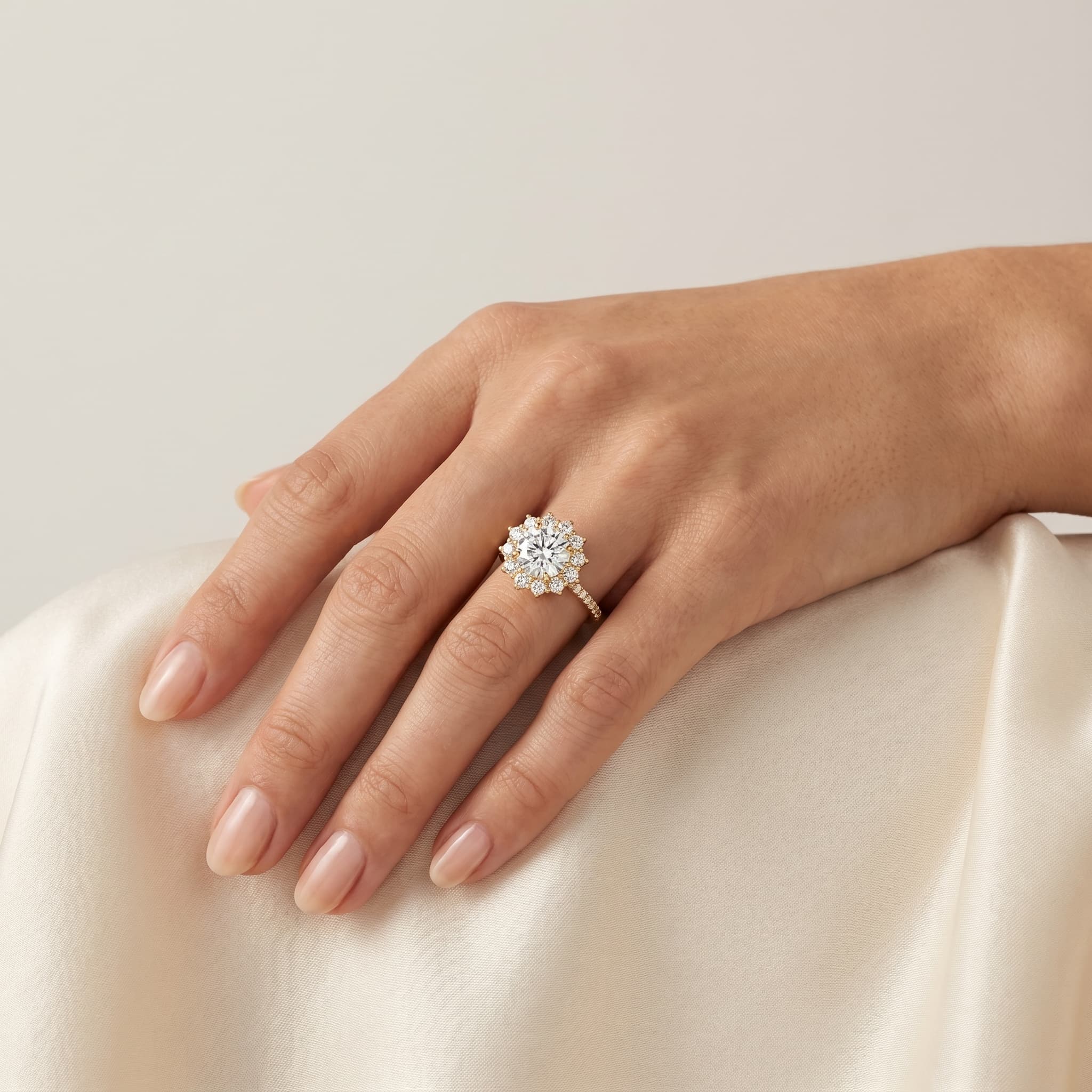 Sunburst Halo Diamond Ring thumbnail 4