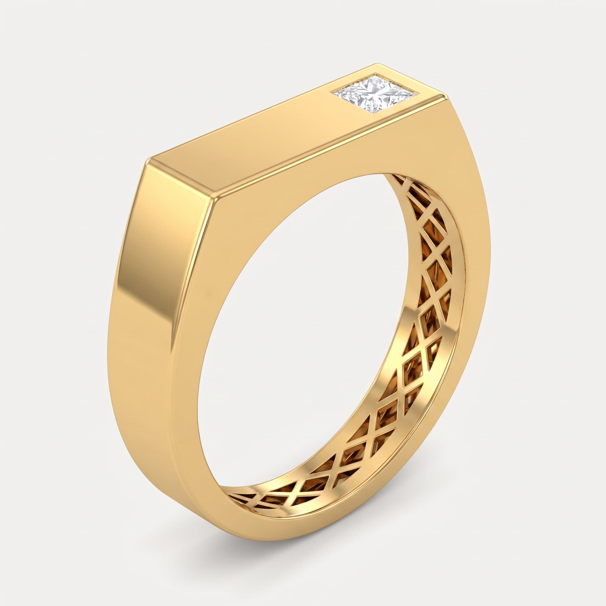 Vault — Princess Cut Diamond Flush Set Men's Ring on model