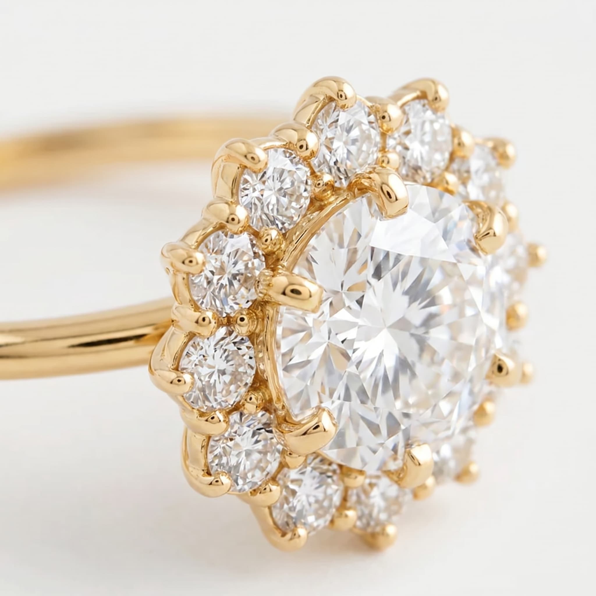 Sunburst Halo Diamond Ring thumbnail 3