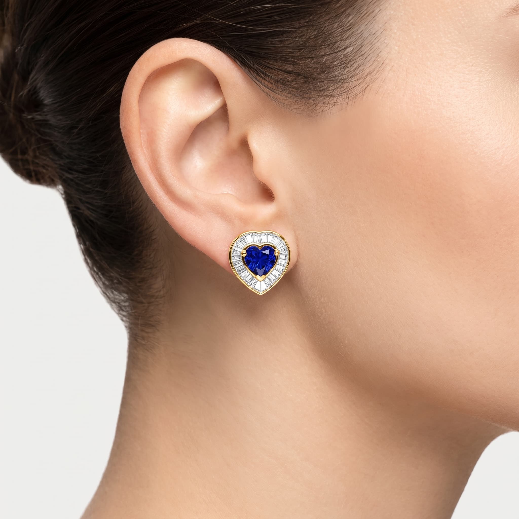 Azure Heart — Fancy Blue Diamond Heart Halo Stud Earrings thumbnail 4