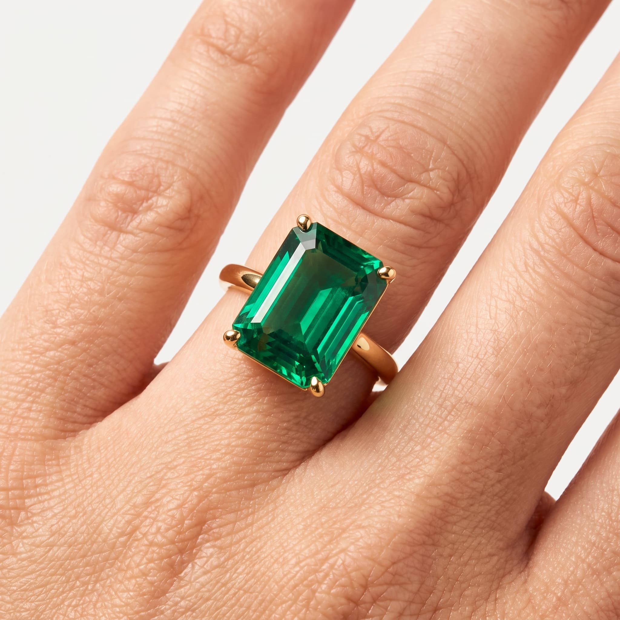 Emerald Majesty — Emerald Cut Solitaire Ring thumbnail 3