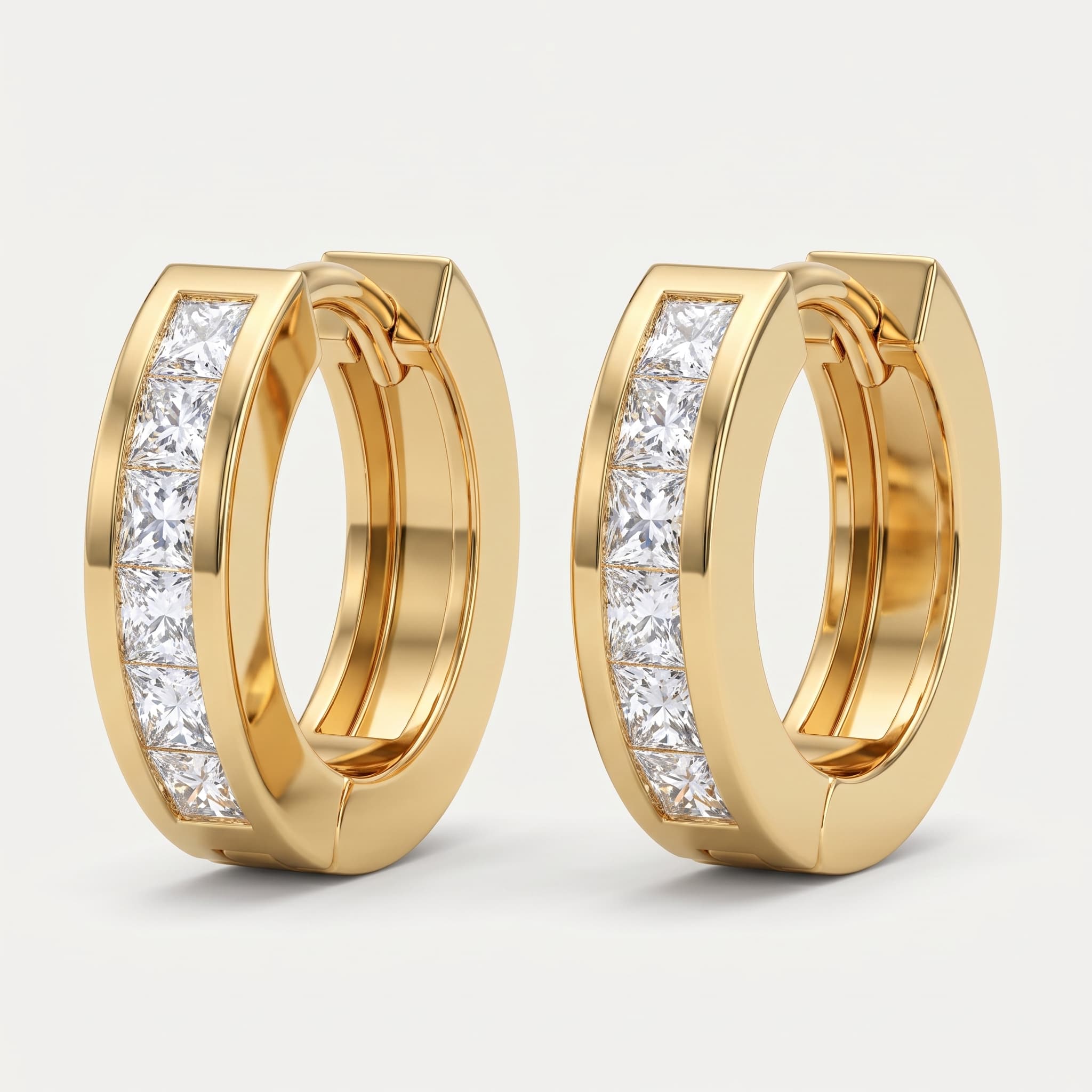 Mosaic Hoop — Princess Cut Diamond Channel Hoop Earrings