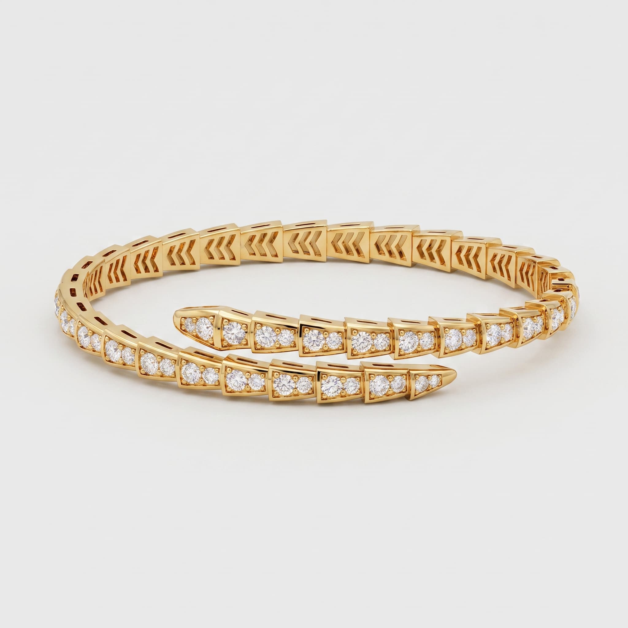 Serpentine — Round Diamond Open Coil Bangle