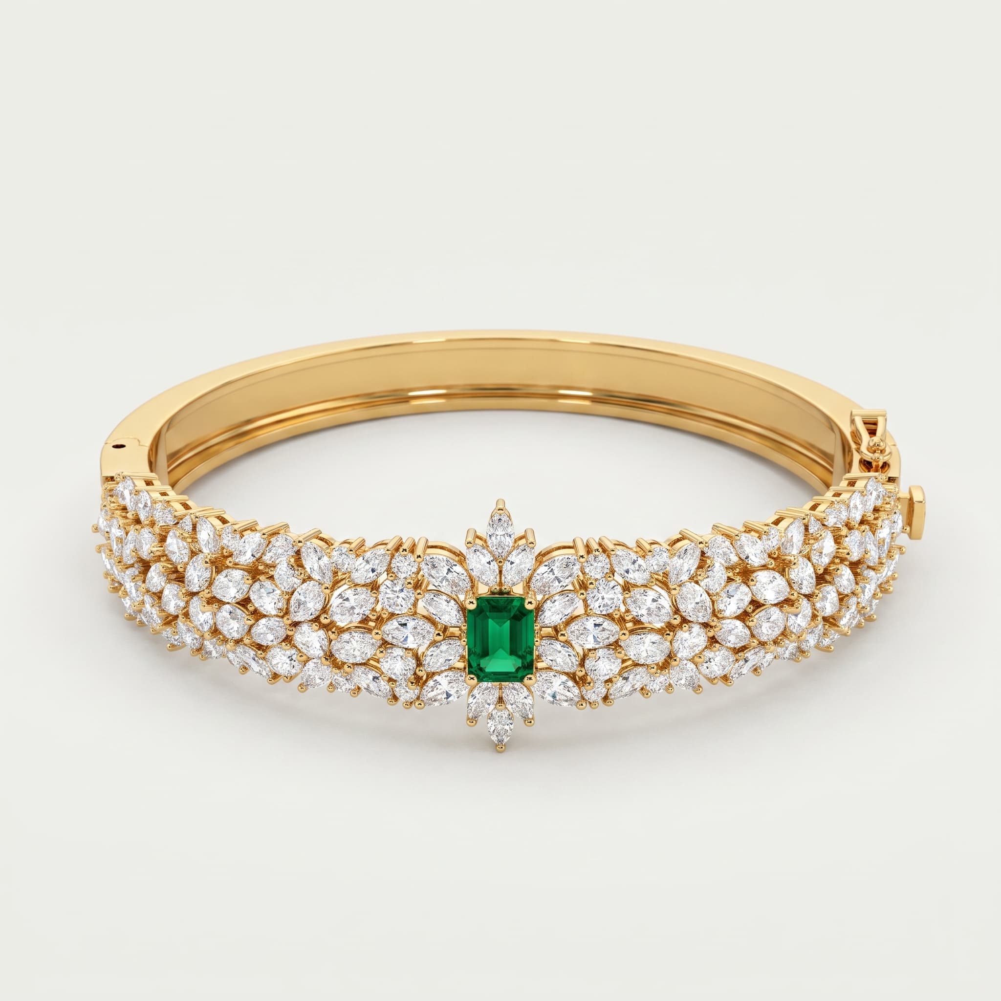 Verdant Crown — Fancy Green Diamond & Marquise Diamond Statement Bangle