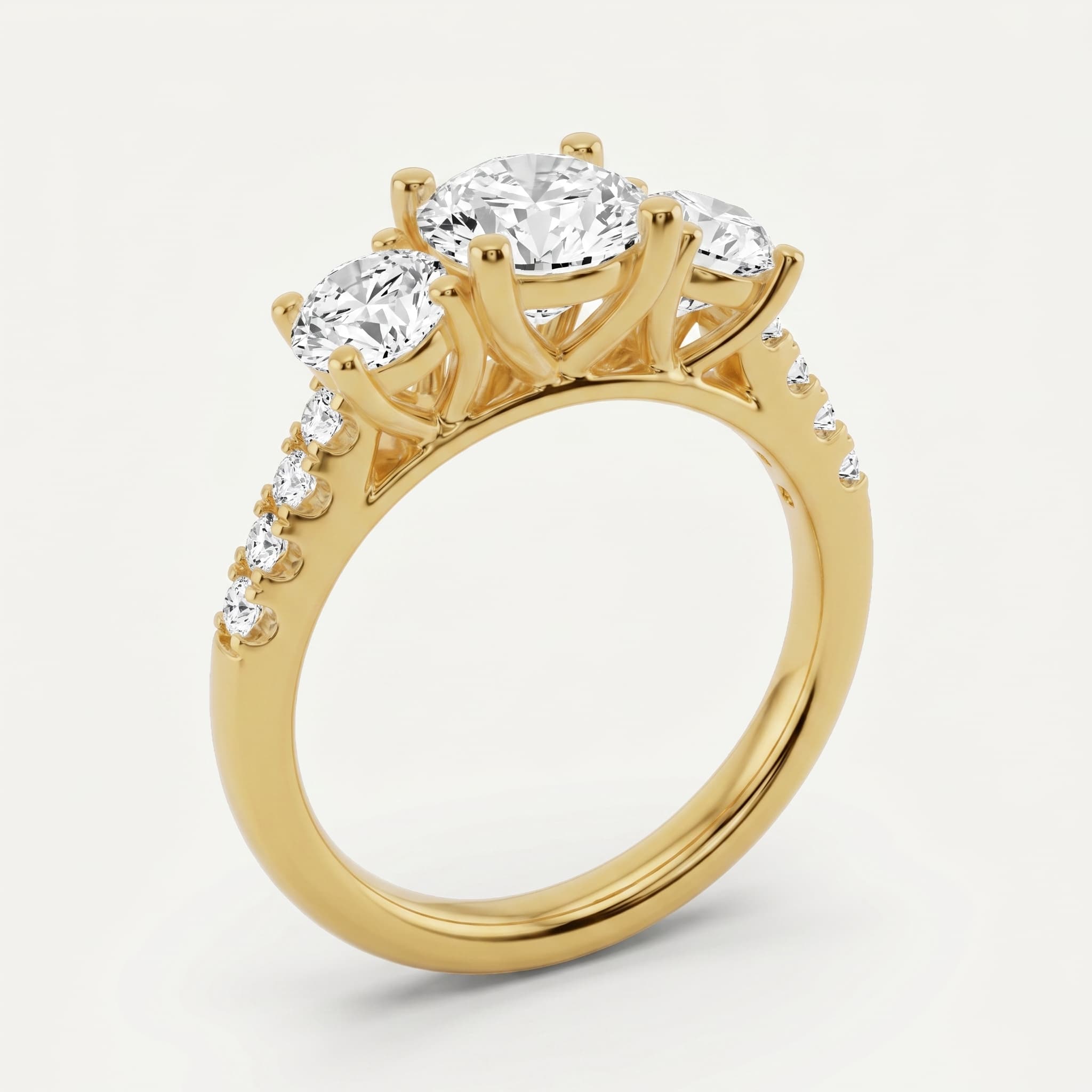 Side by Side — Round Three Stone Diamond Ring thumbnail 3