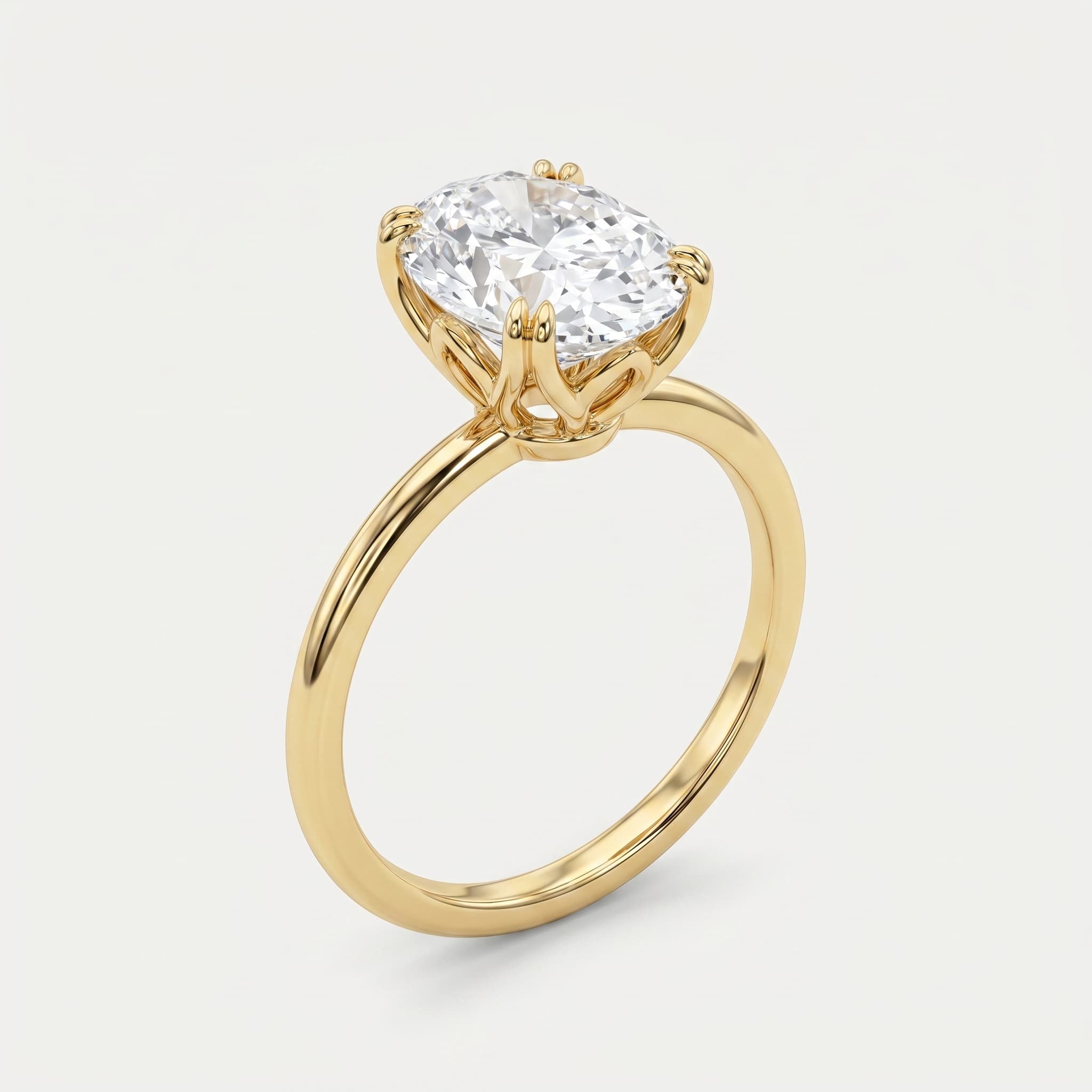 First Light — Oval Solitaire Diamond Ring on model