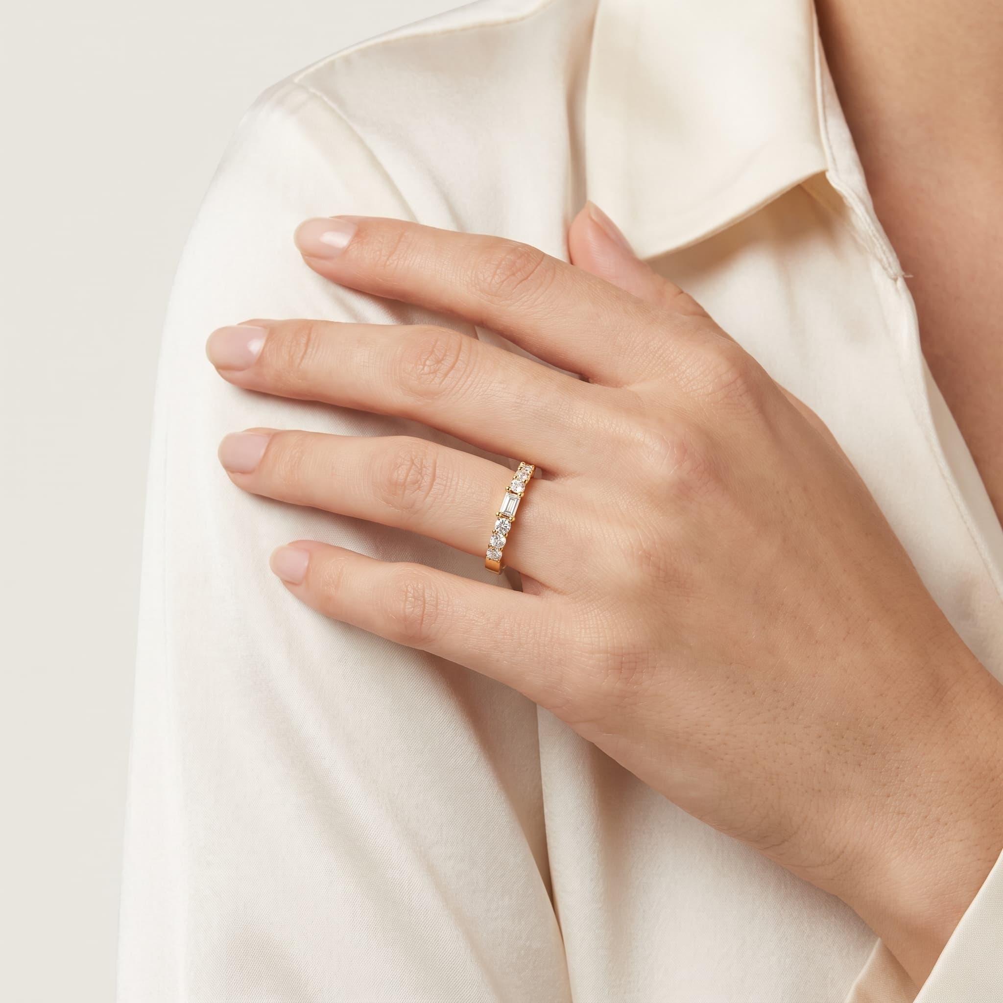 Line of Light — Baguette & Round Diamond Eternity Band thumbnail 3