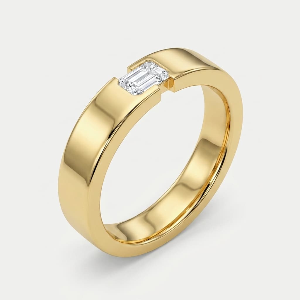 Flush Point — Emerald Cut Diamond Men's Band on model