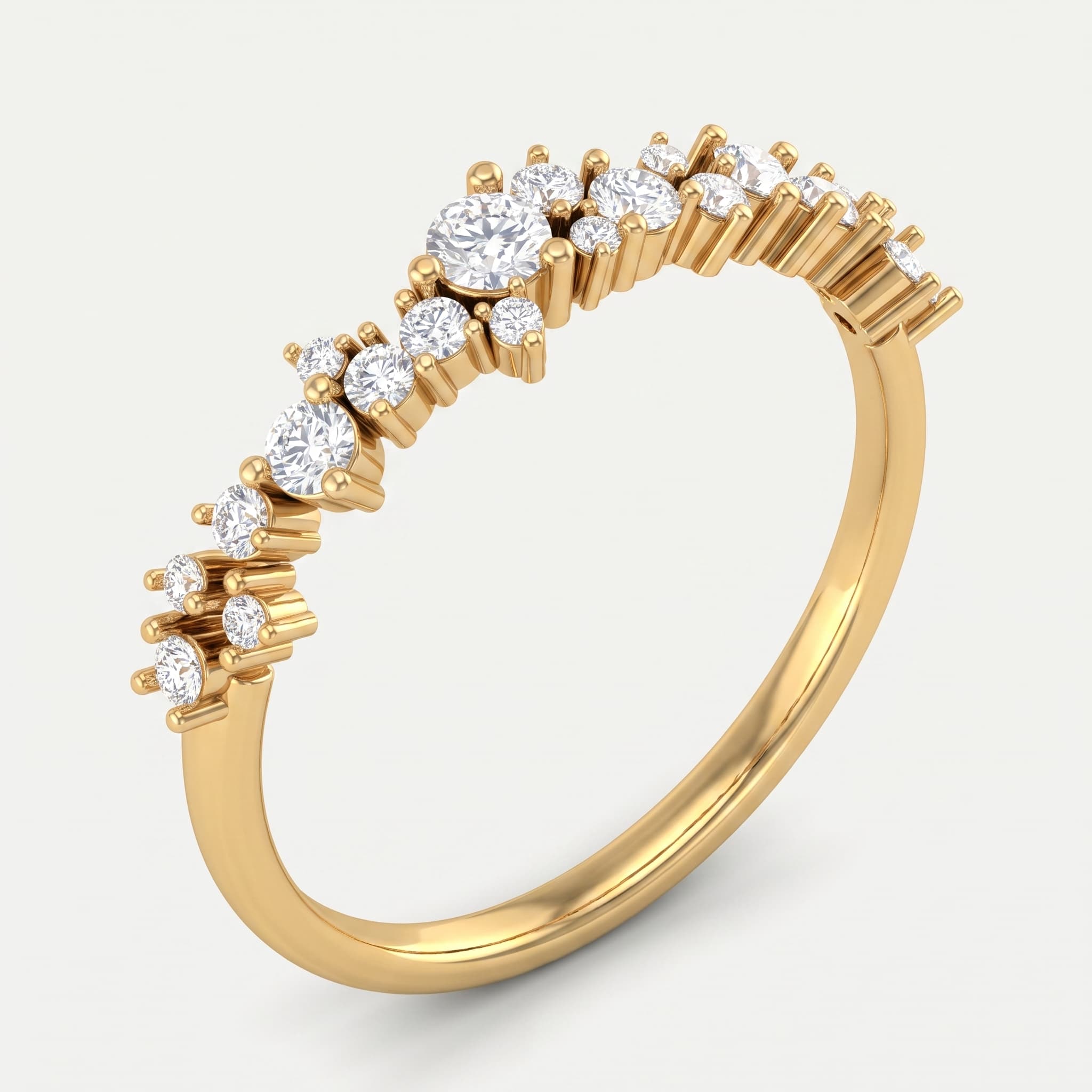 Stardust Scatter — Round Diamond Graduated Scatter Ring on model