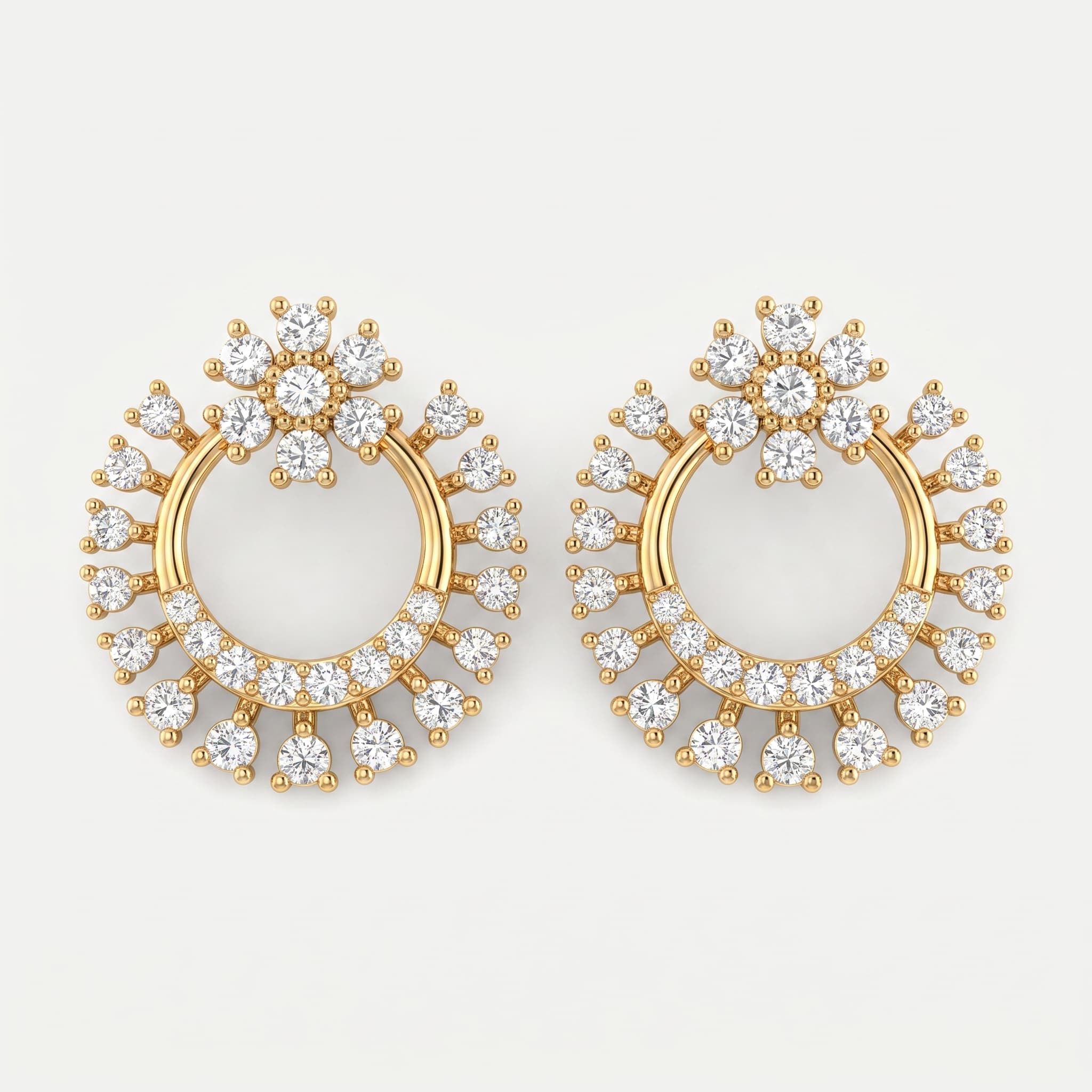 Radiant Wreath — Diamond Cluster Circle Earrings