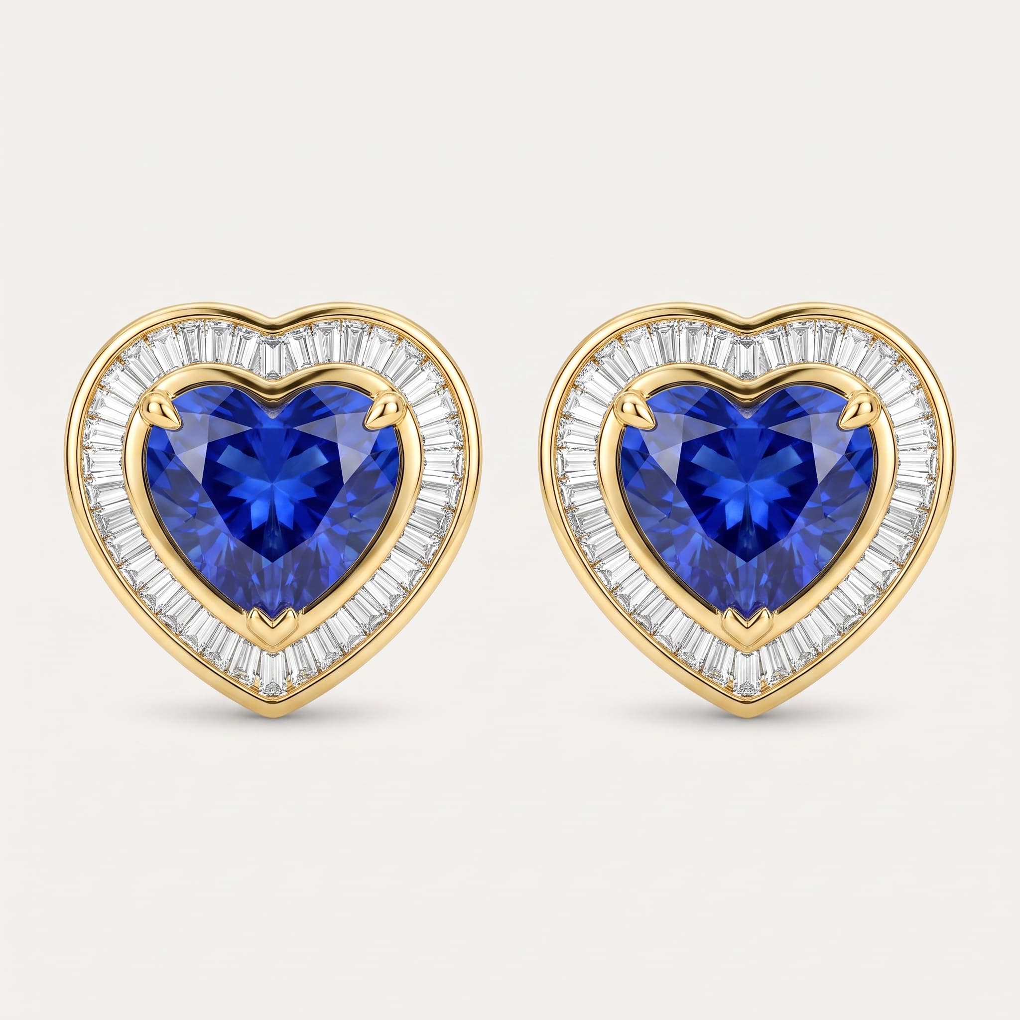 Azure Heart — Fancy Blue Diamond Heart Halo Stud Earrings