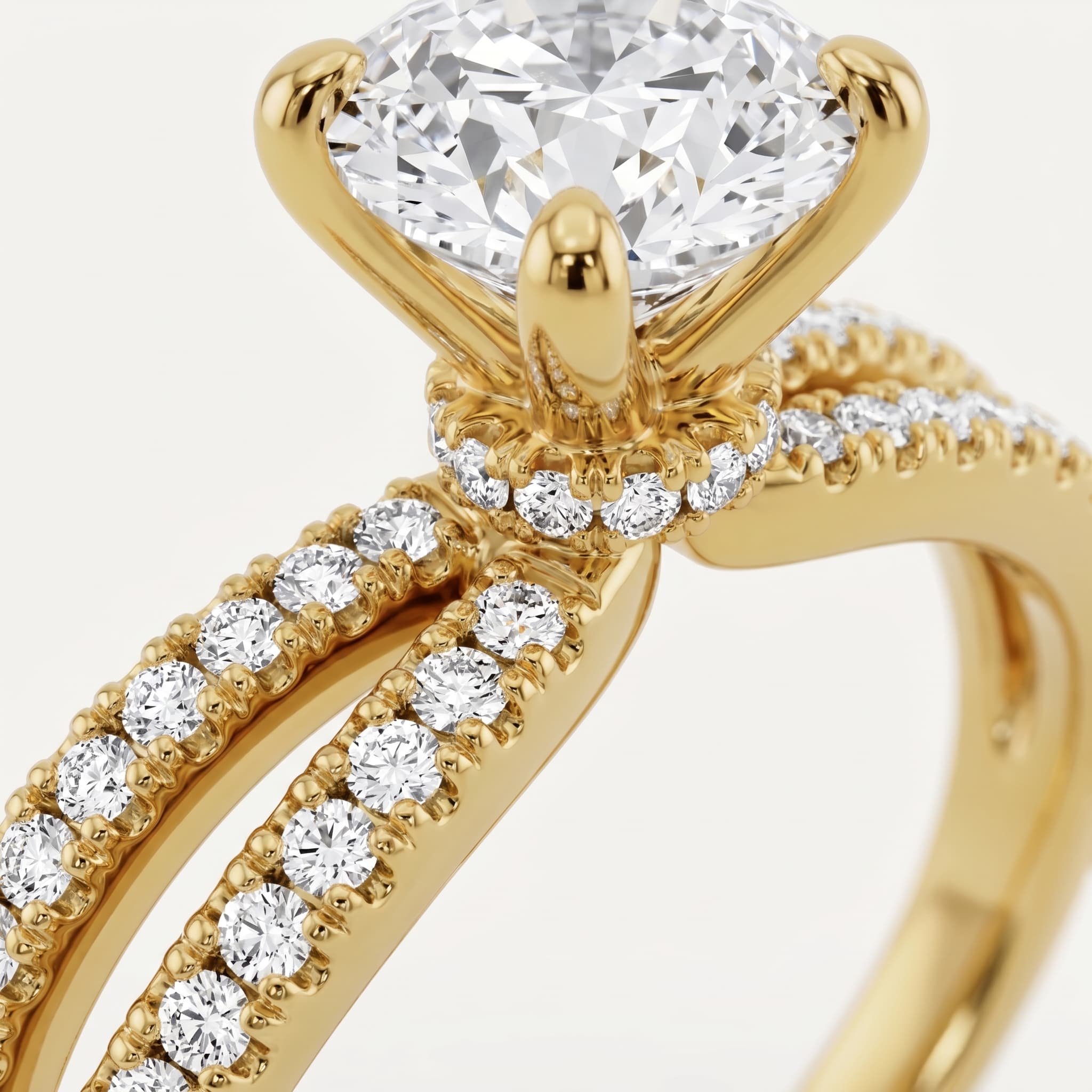 Two Halves, One Heart — Round Diamond Split Shank Ring thumbnail 3