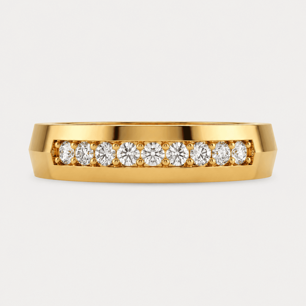 Quiet Vow — Round Diamond Row Wedding Band with Engraved Interior