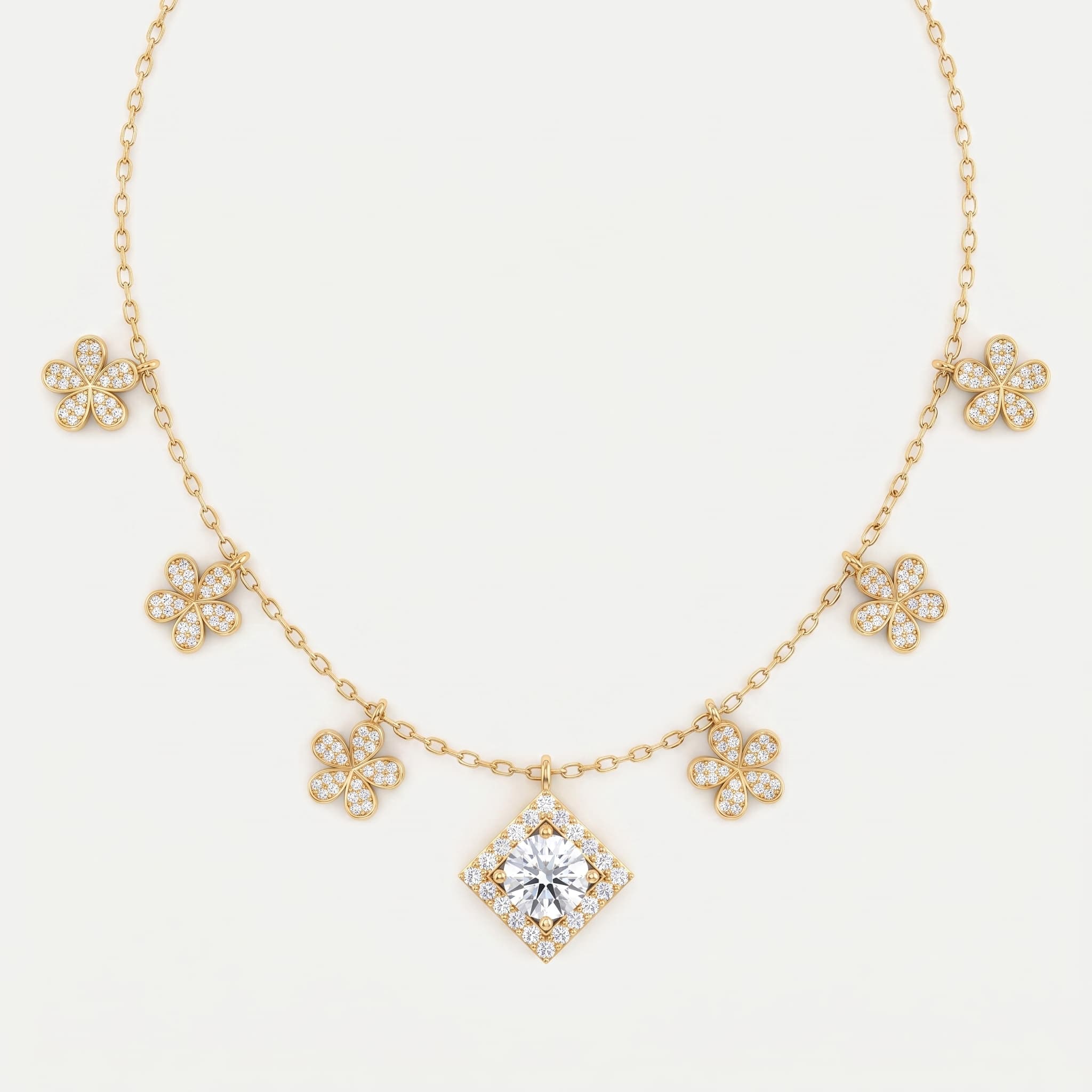 Petals & Light — Diamond Clover Charm Necklace