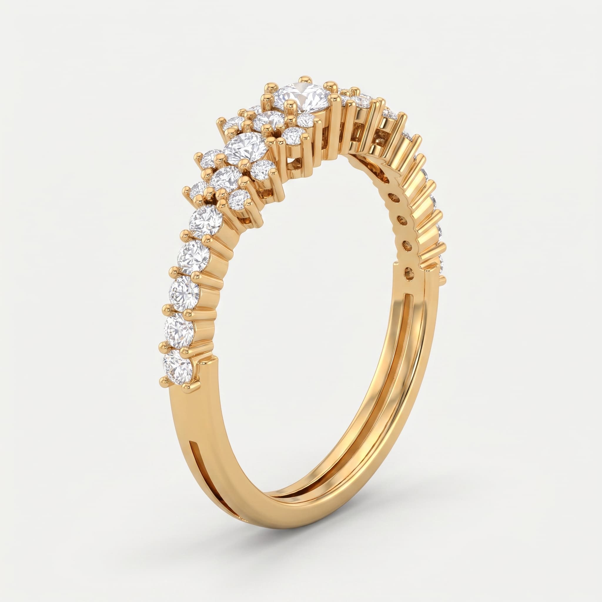 Starspray — Round Diamond Graduated Cluster Ring on model